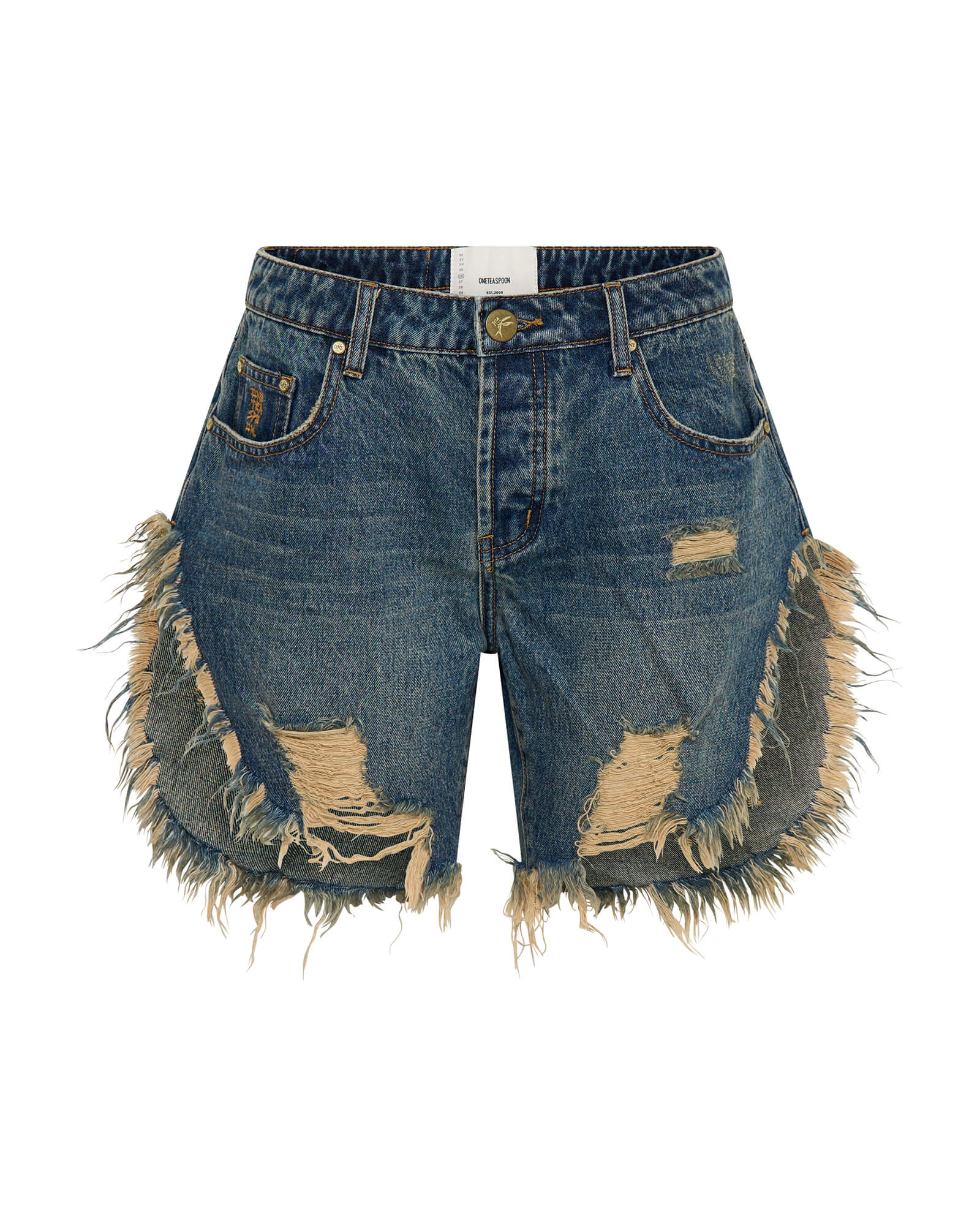 Frankies Low Waist Long Length Denim Shorts - Dirty Blue Love - Image 8