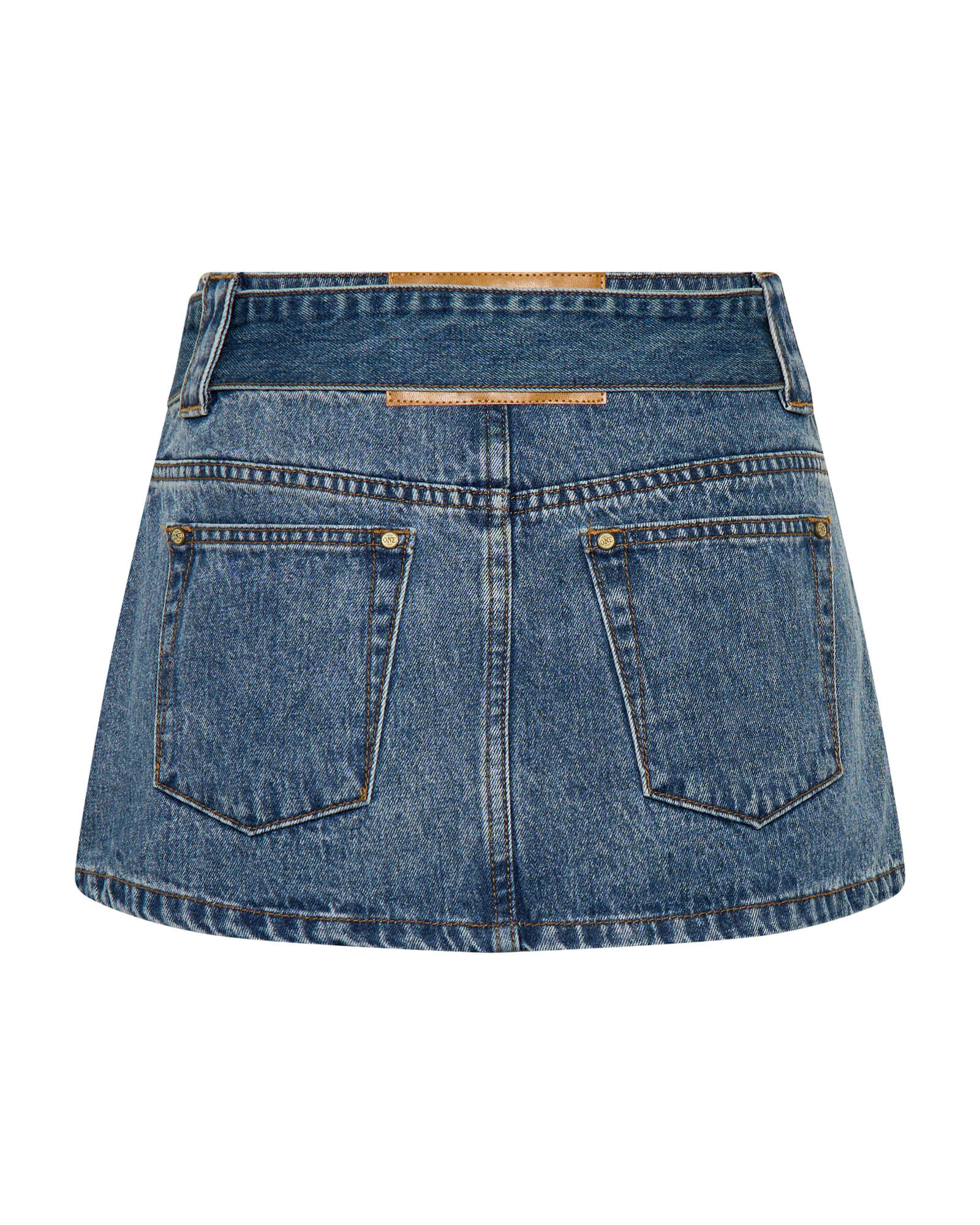Moto Belted Zipper Mini Denim Skirt - Dirty Blue Love - Image 9