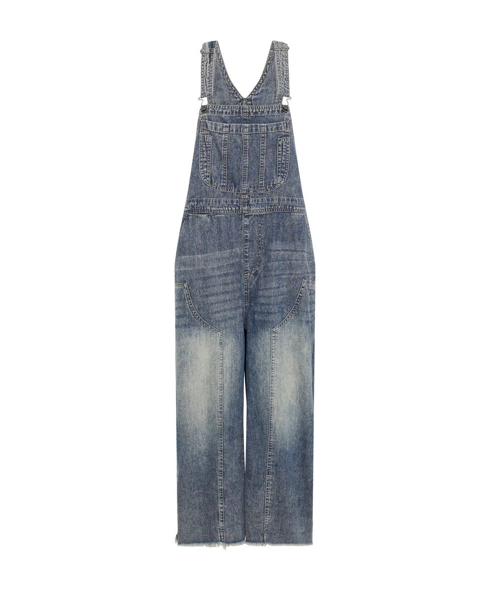 Stanton St Long Denim Overalls - Dirty Blue - Image 6