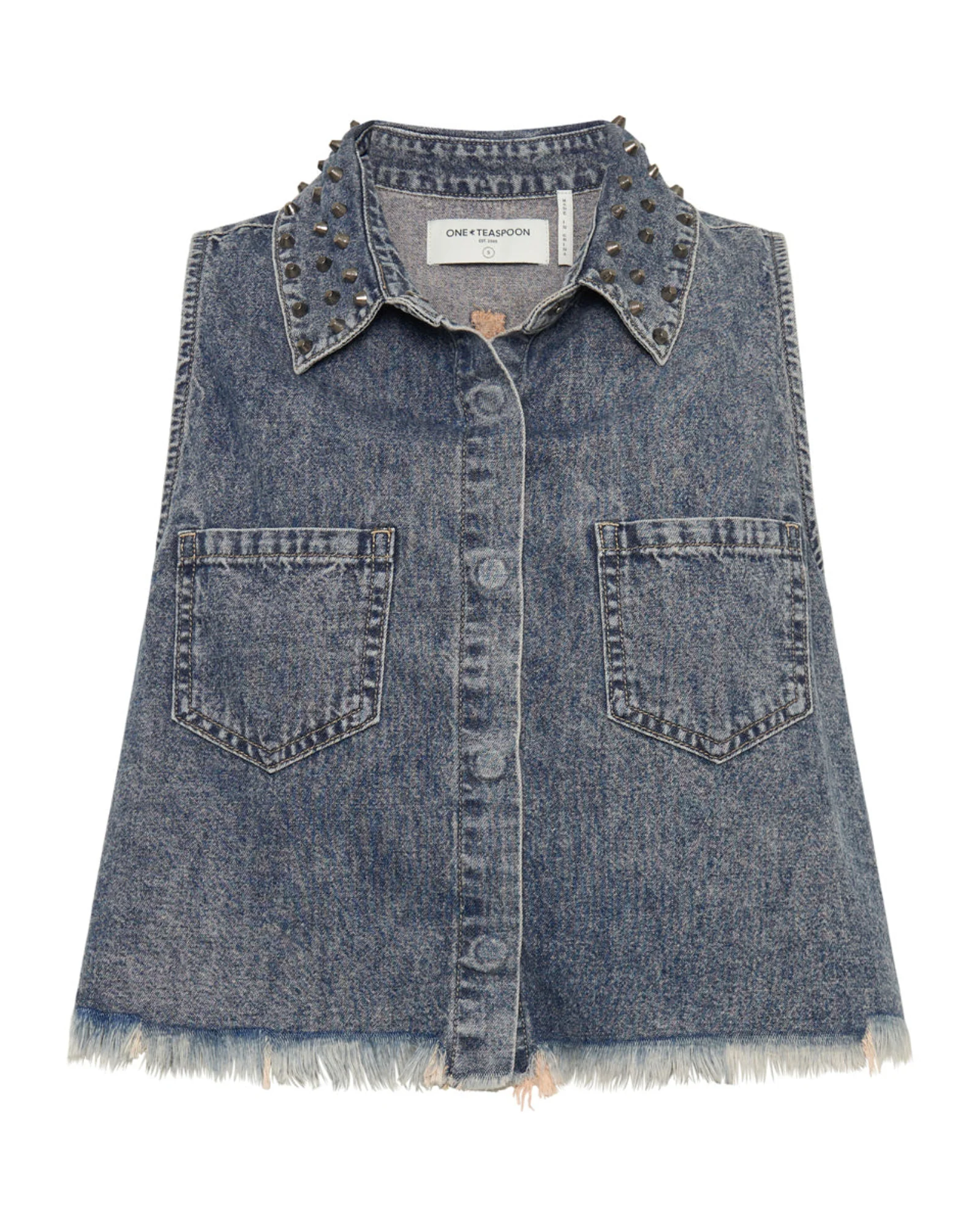 Braxton Studded Denim Top - Dirty Blue - Image 8