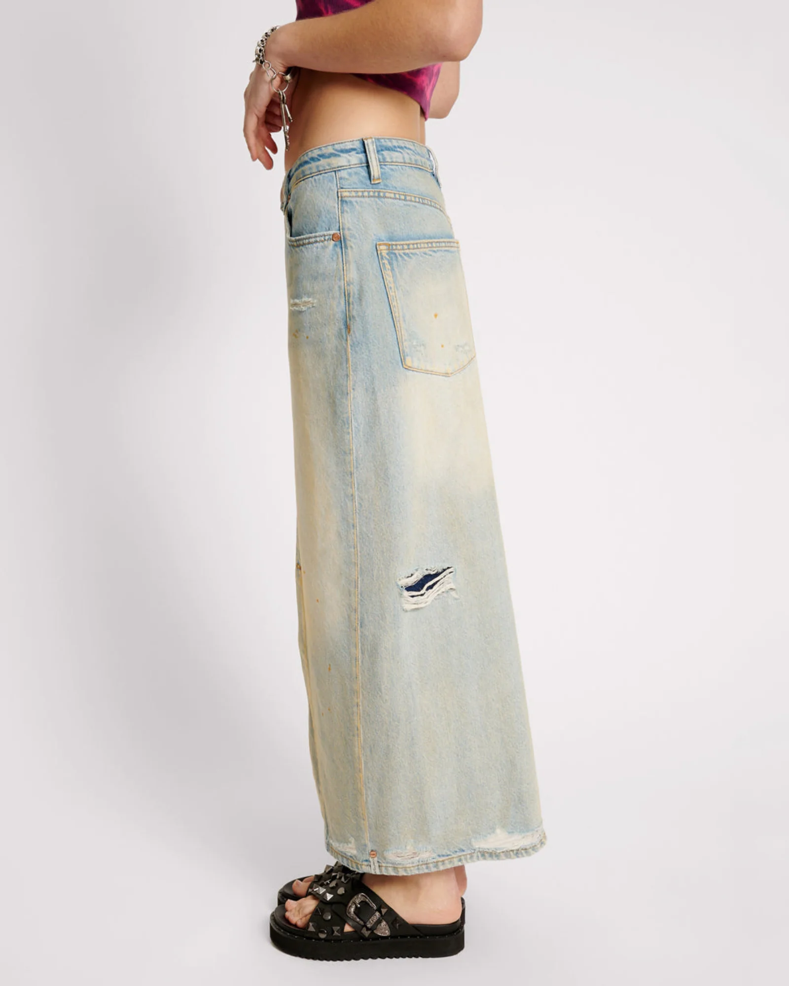 Patsy Low Waist Longline Maxi Denim Skirt - Dirty Kansas - Image 3