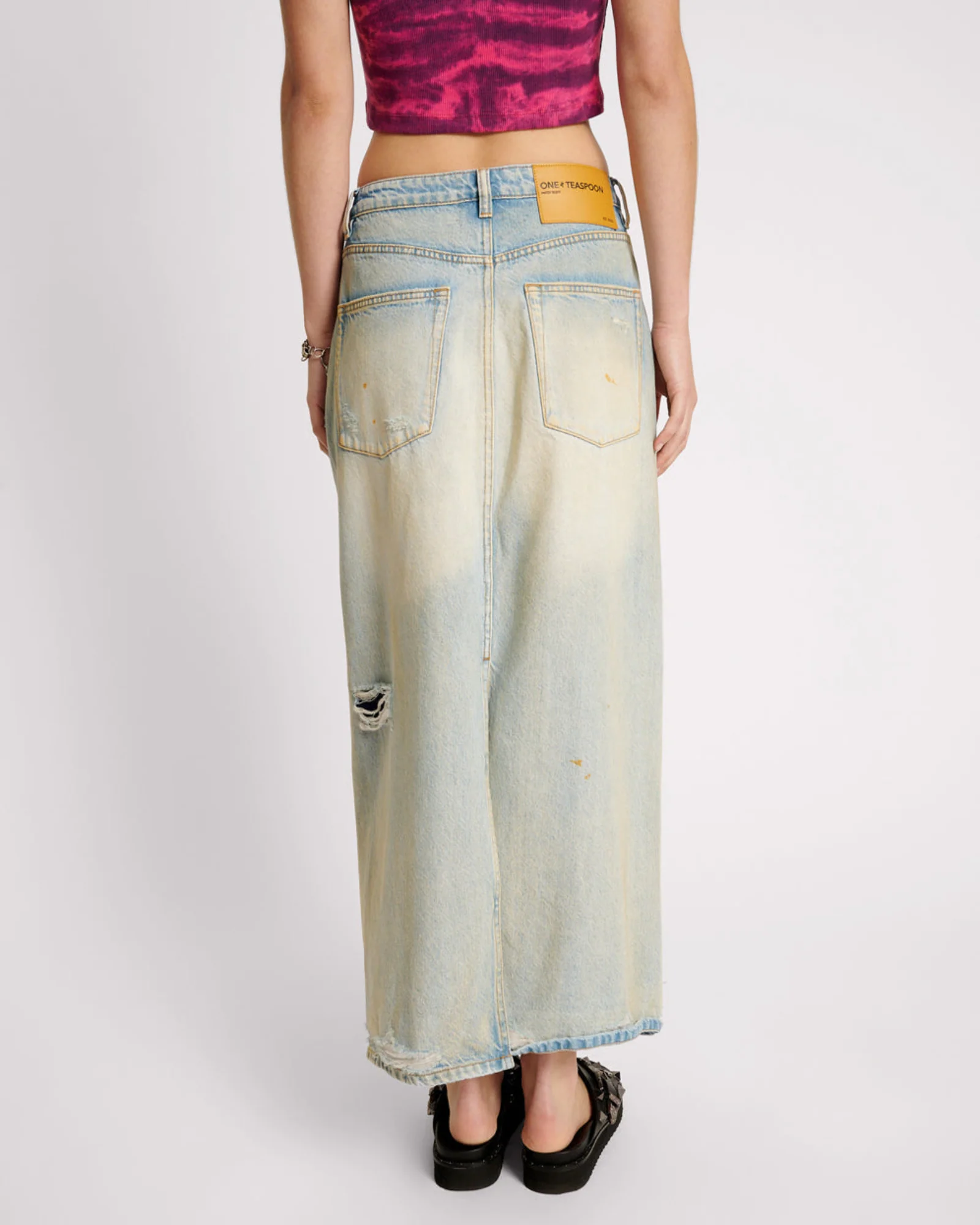 Patsy Low Waist Longline Maxi Denim Skirt - Dirty Kansas - Image 4