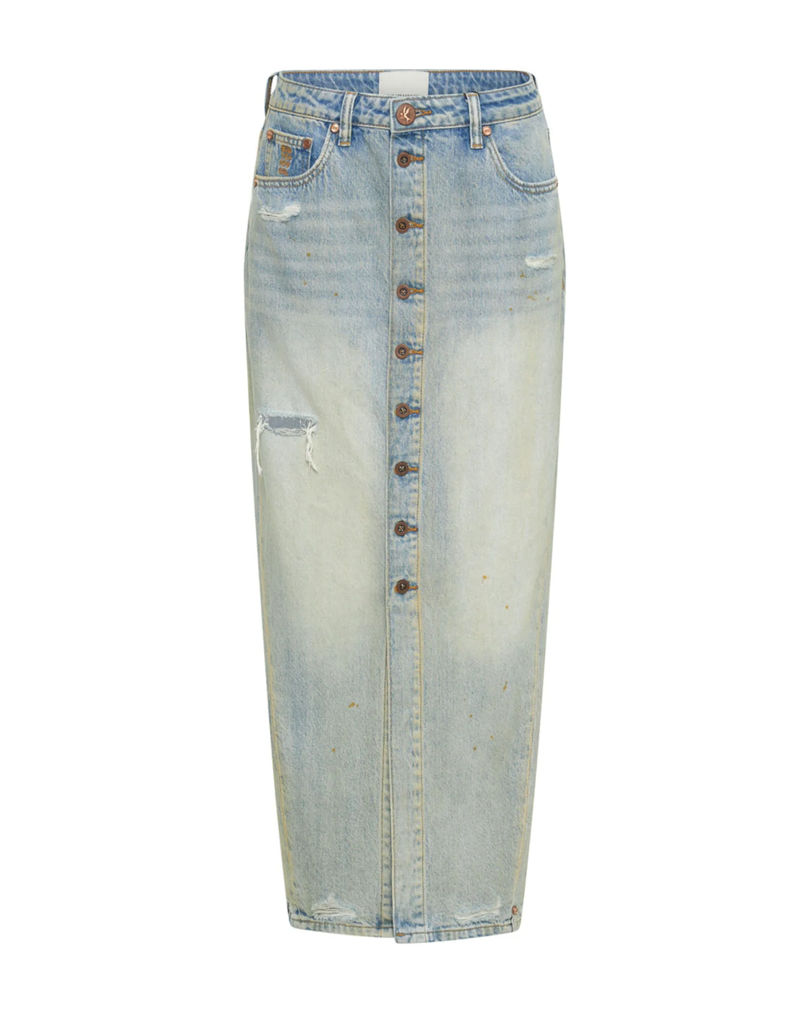 Patsy Low Waist Longline Maxi Denim Skirt - Dirty Kansas - Image 6