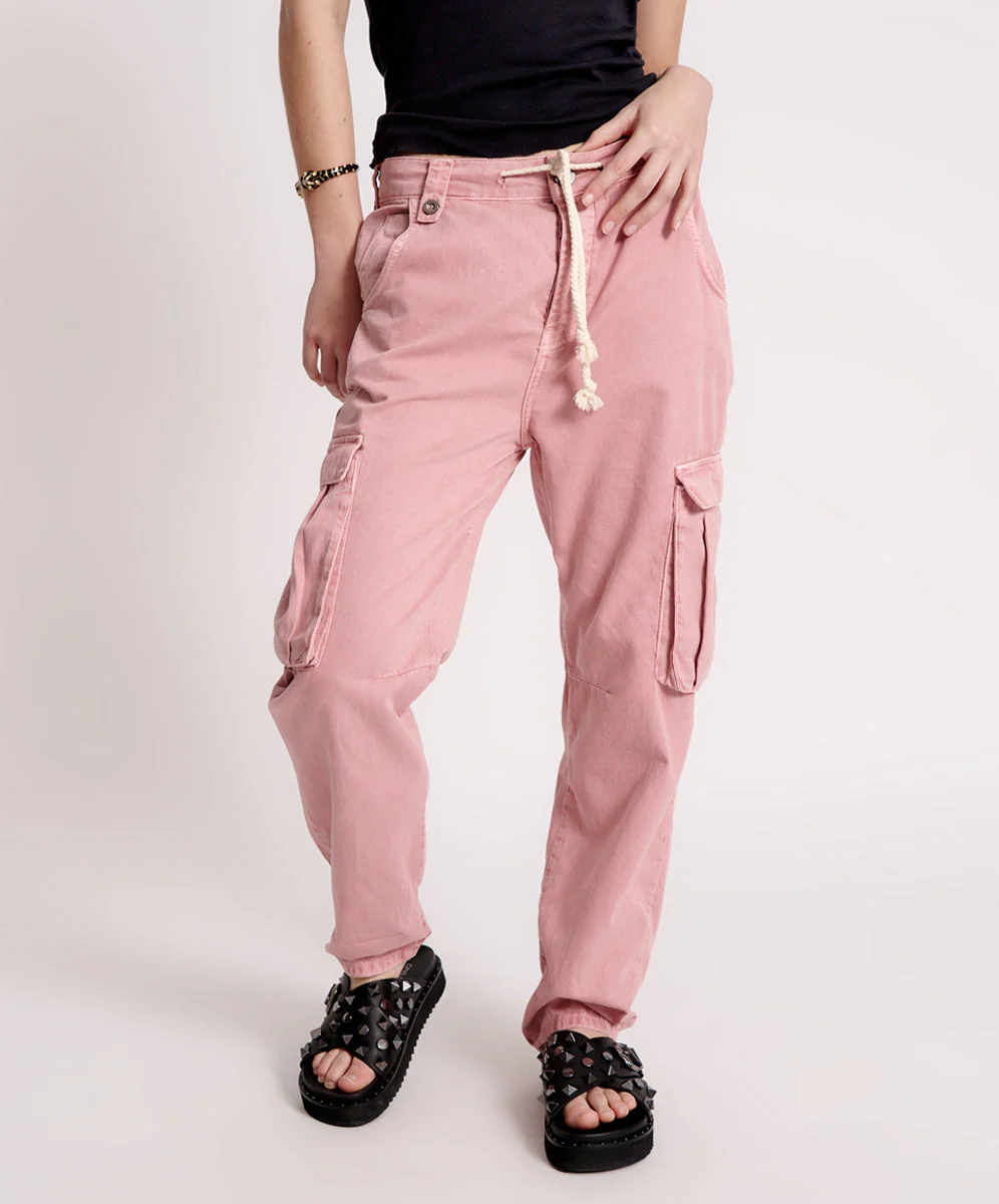 Safari High Waist Relaxed Tapered Denim Jeans - Dirty Pink - Image 2