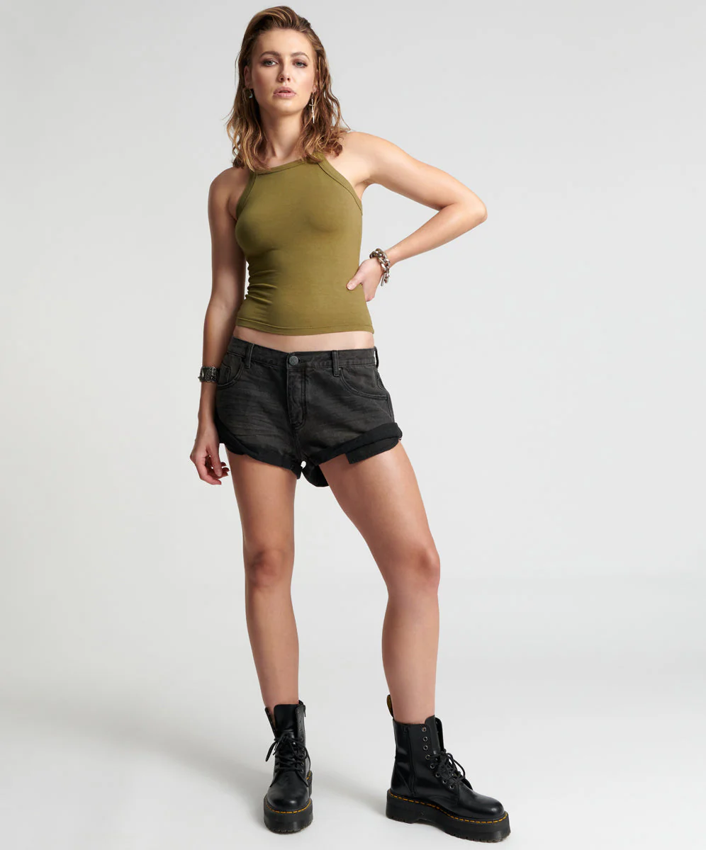 Bandits Low Waist Denim Shorts - Archived Double Bass Black - Image 2