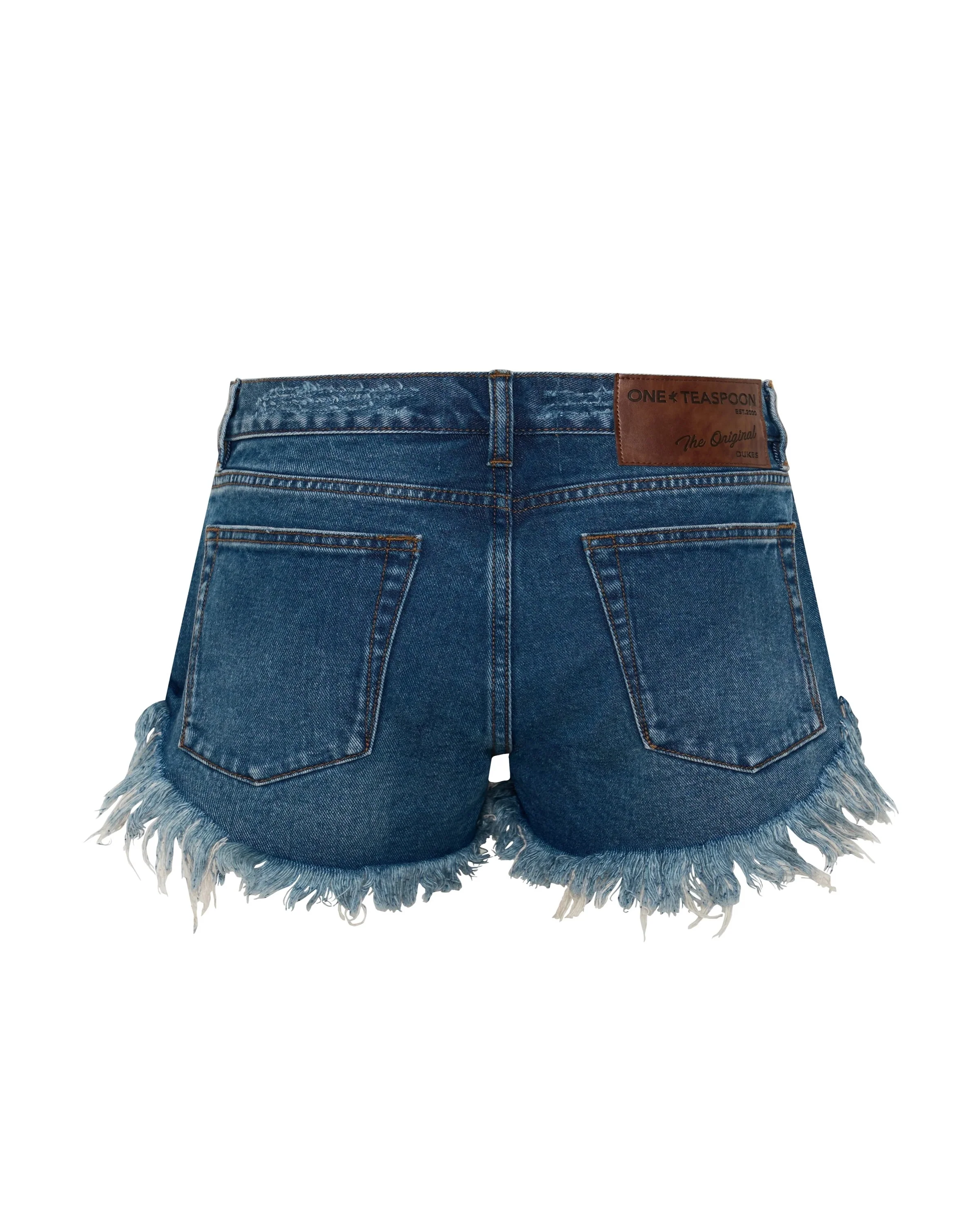 Dukes Low Waist Mini Denim Shorts - Rodeo Blue - Image 9