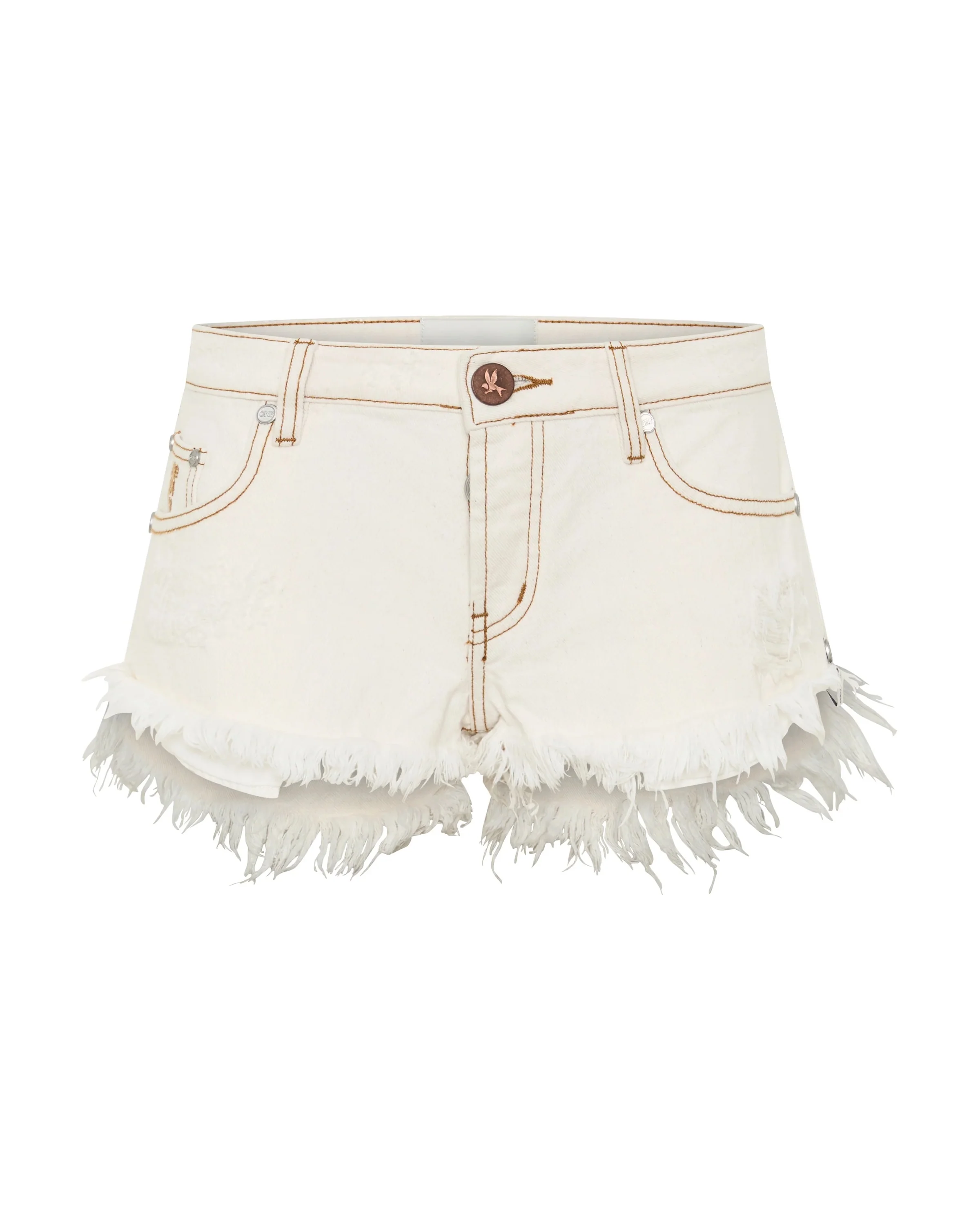 Dukes Low Waist Mini Denim Shorts - White Beauty - Image 6