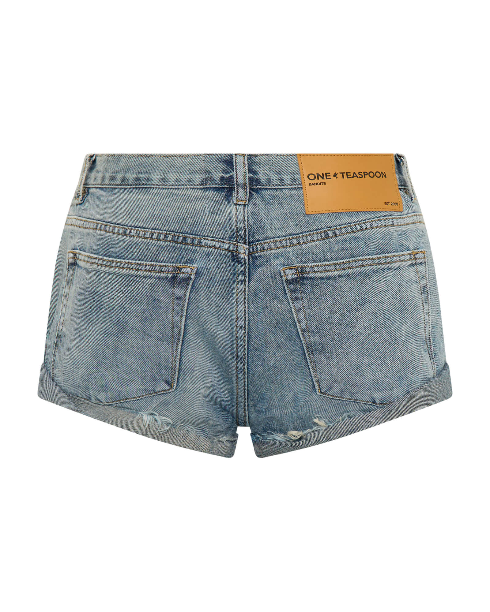 Bandits Low Waist Embellished Denim Shorts - Dusty Road Blue - Image 9