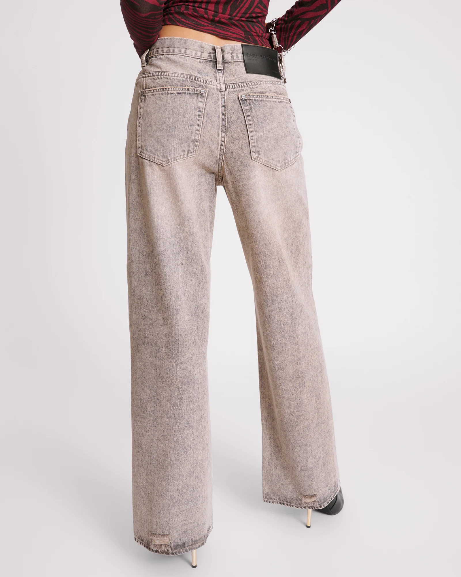 Jackson Mid Waist Wide Leg Denim Jeans - Dusty Smoke - Image 4