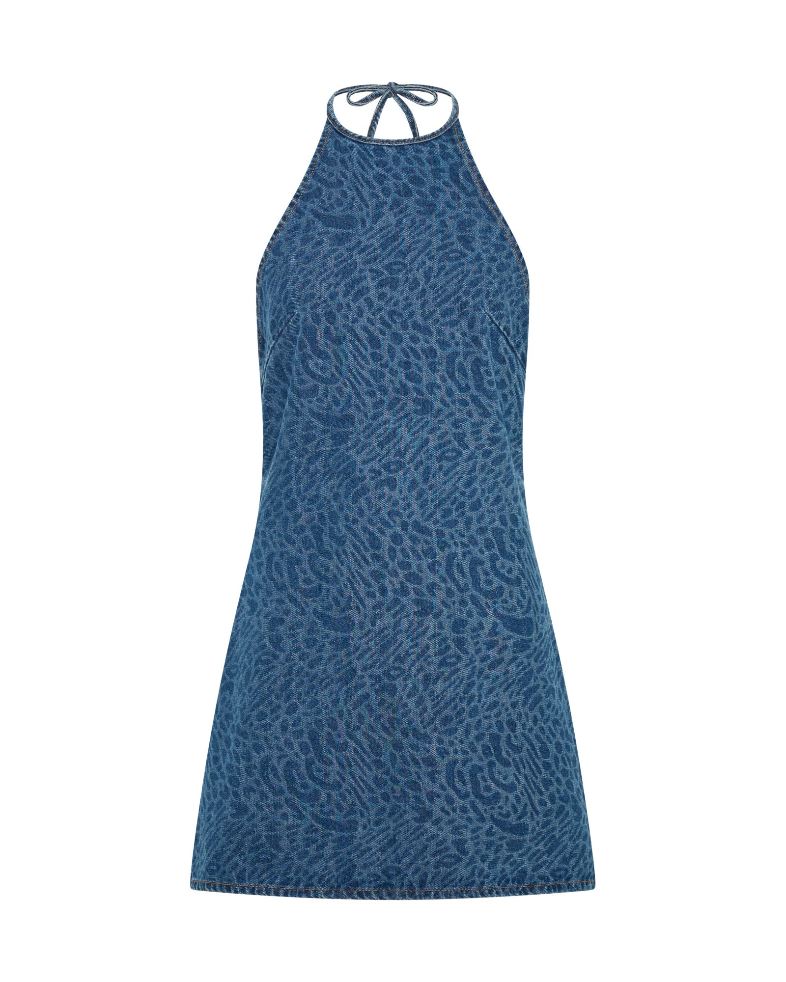 Electric Jungle Denim Mini Dress - Blue Animal - Image 12