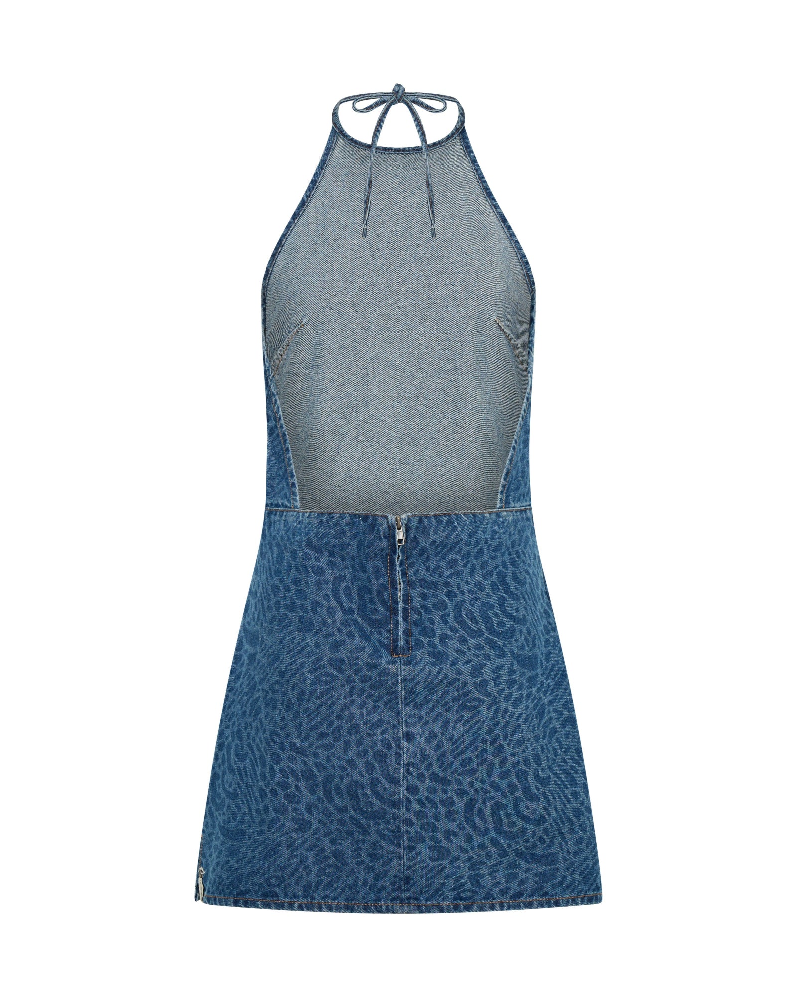Electric Jungle Denim Mini Dress - Blue Animal - Image 13