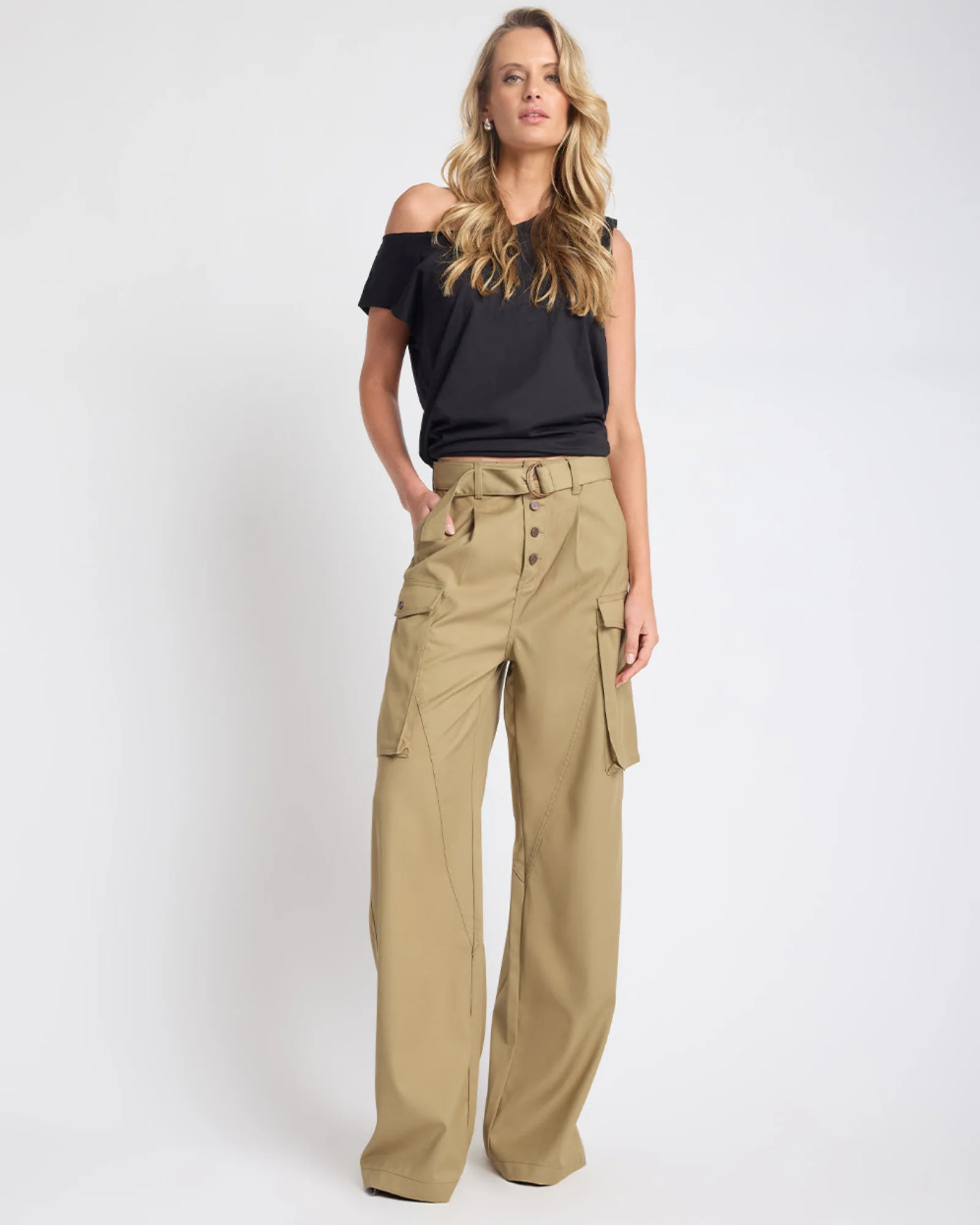 Elemental High Waist Tencel Cargo Pants - Khaki - Image 6