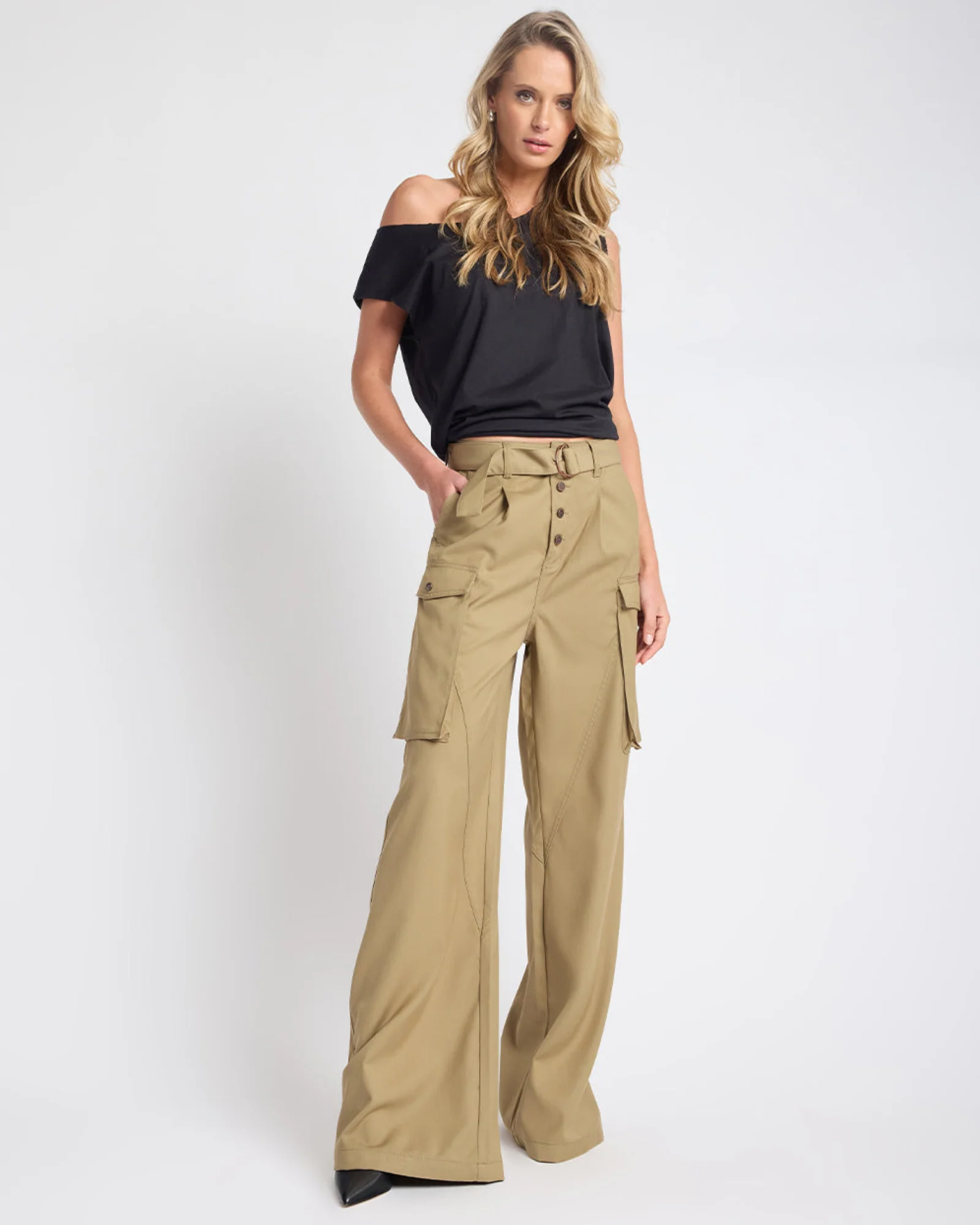 Elemental High Waist Tencel Cargo Pants - Khaki - Image 7