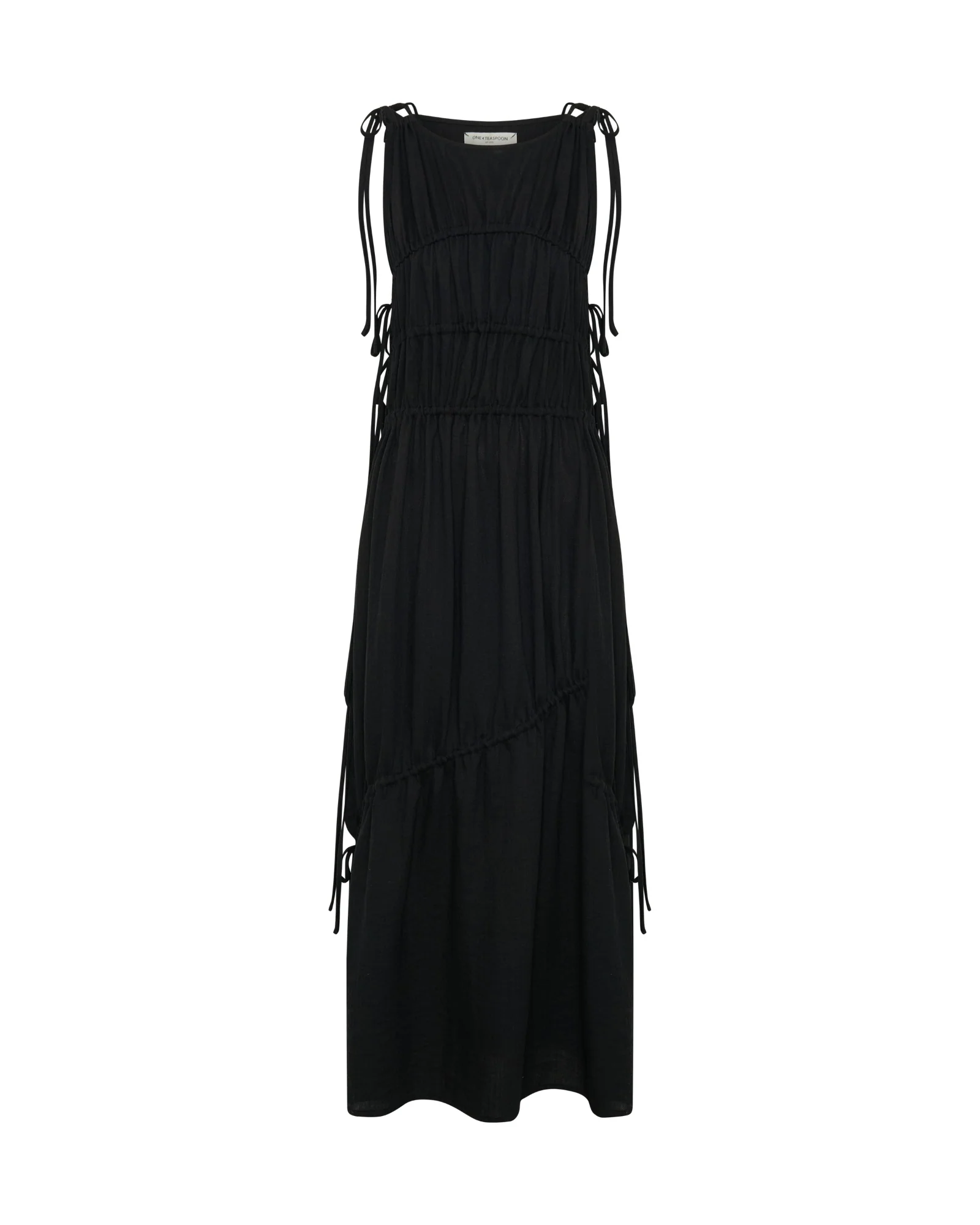 Evelyn Gathered Ruched Maxi Dress - Black - Image 12
