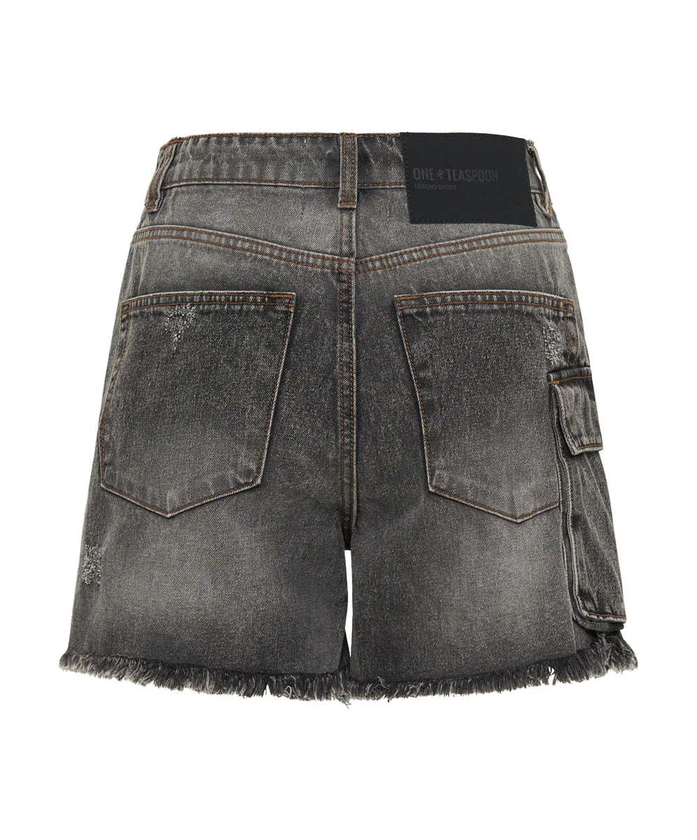 Legends High Waist Mom Fit Denim Shorts - Faded Black - Image 9