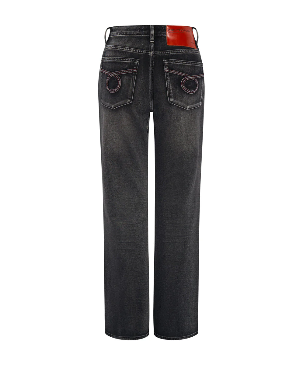 Charlie High Waist Slim Flared Denim Jeans - Faded Black - Image 7