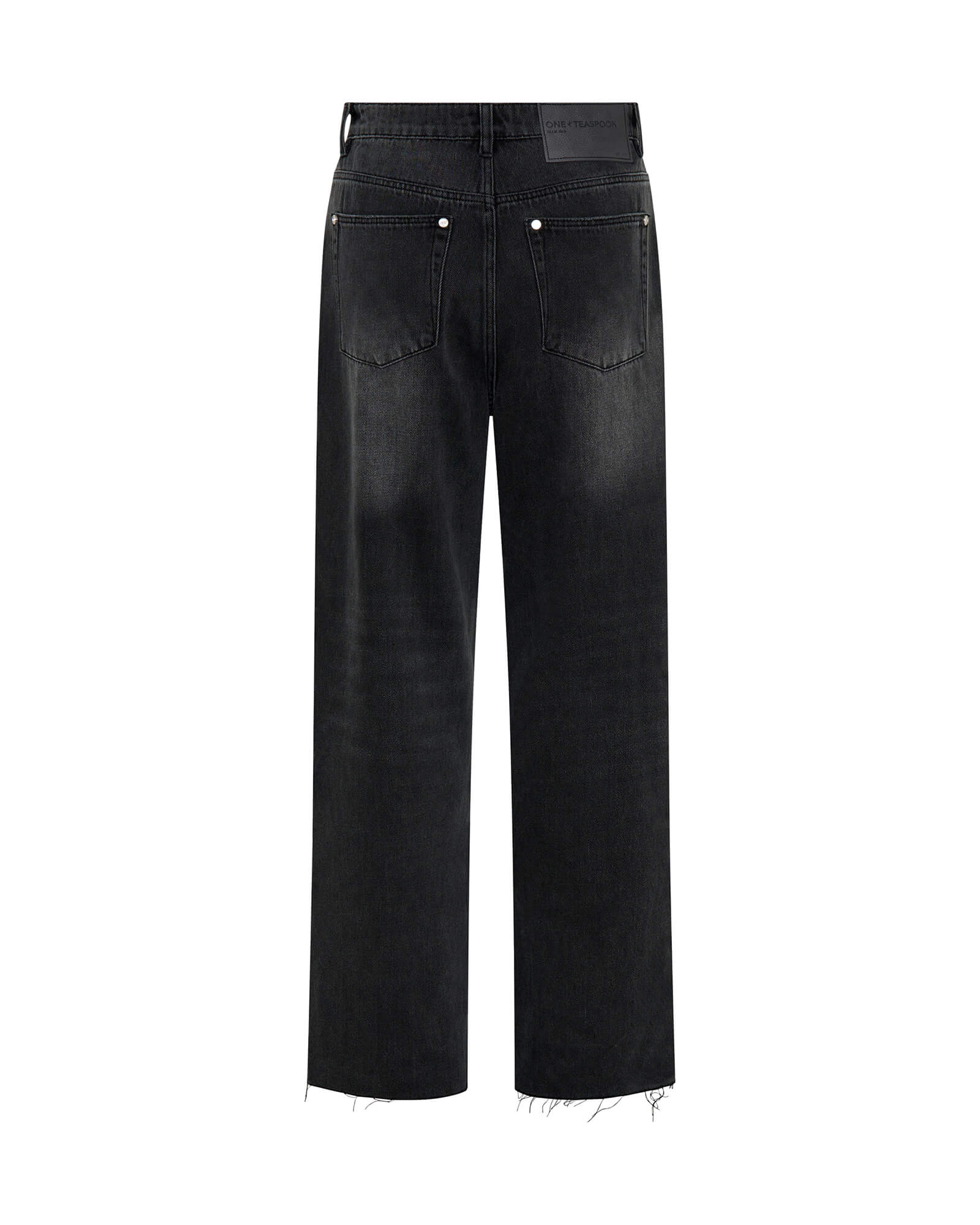 Billie Low Slung Straight Leg Mid Waist Denim Jeans - Faded Black - Image 7