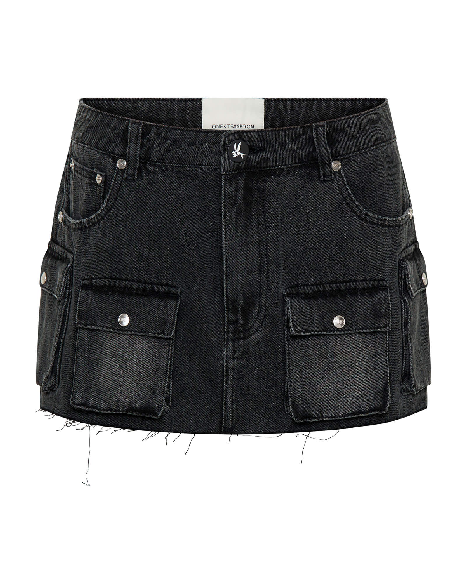 Sloane Low Waist Denim Mini Skirt - Faded Black - Image 8