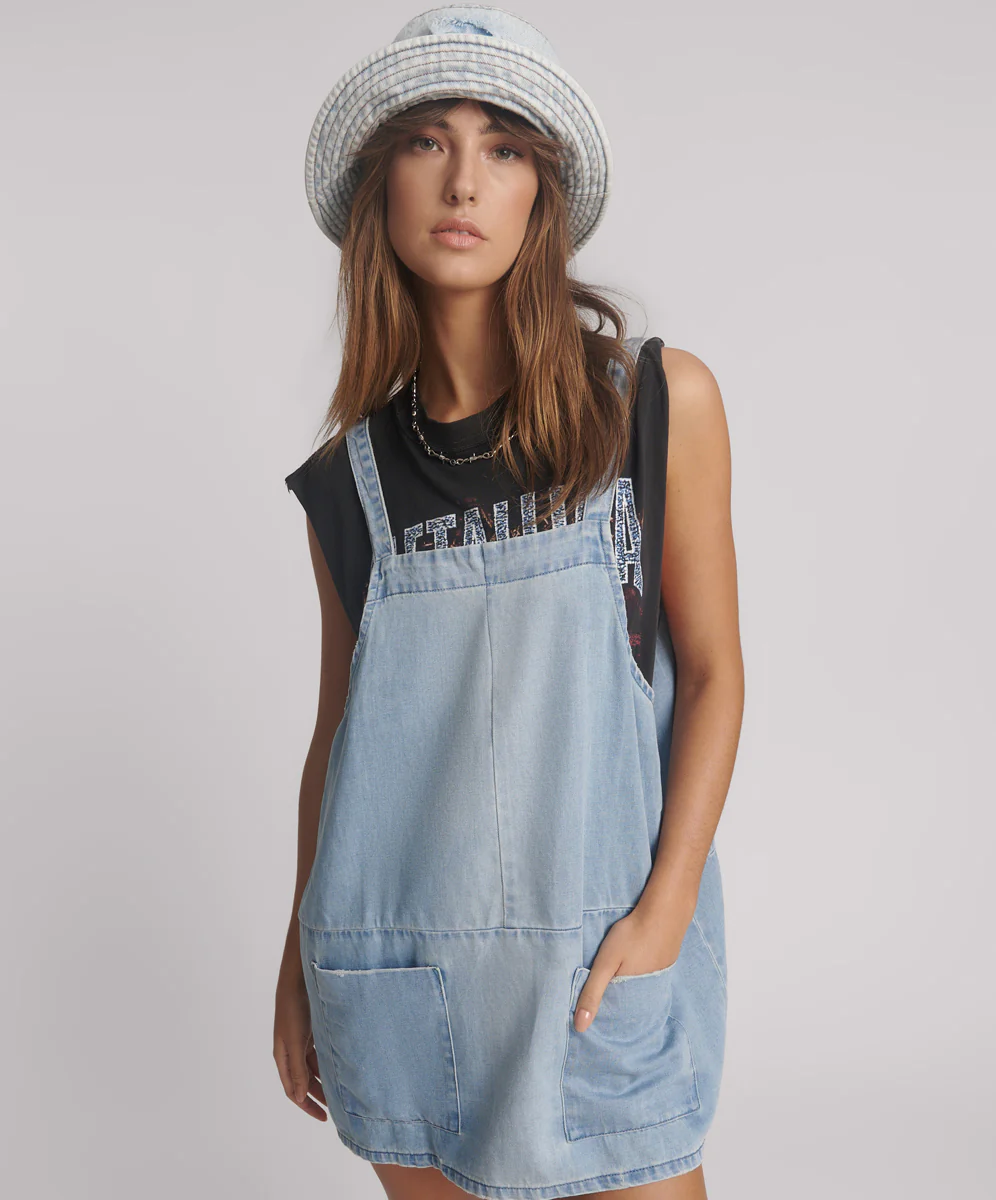 Denim Pini Mini Dress - Faded Blue - Image 2