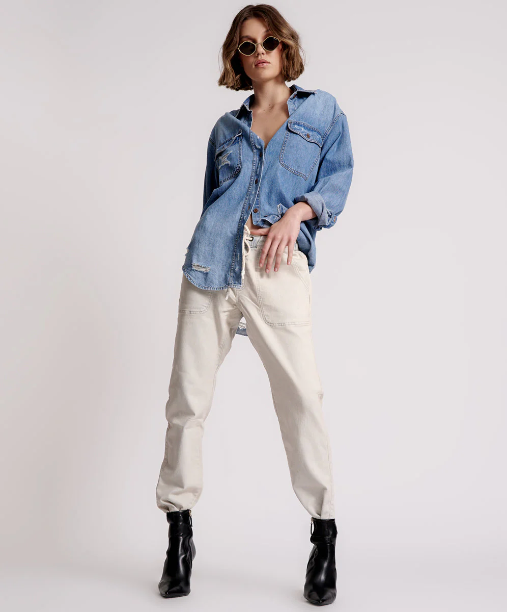 FADED BLUE LUXE STRETCH SHABBIES JEAN