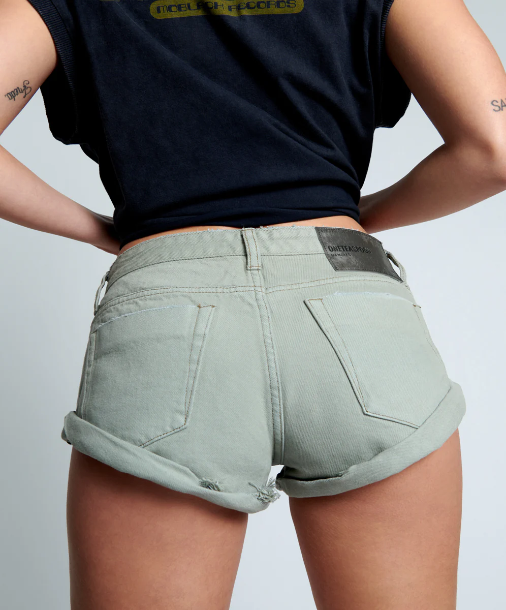 Bandits Low Waist Denim Shorts - Archived Faded Khaki - Image 2