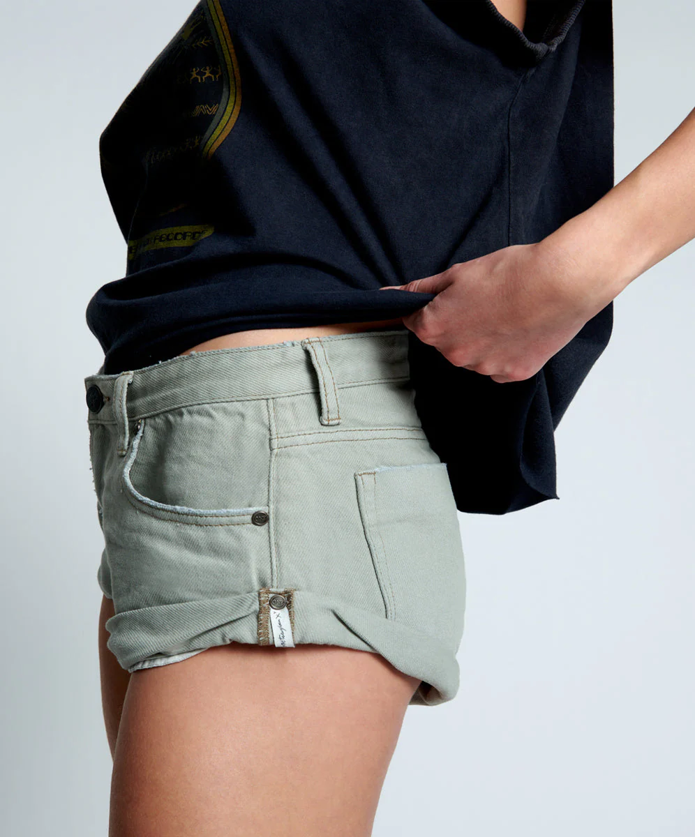 Bandits Low Waist Denim Shorts - Archived Faded Khaki - Image 5