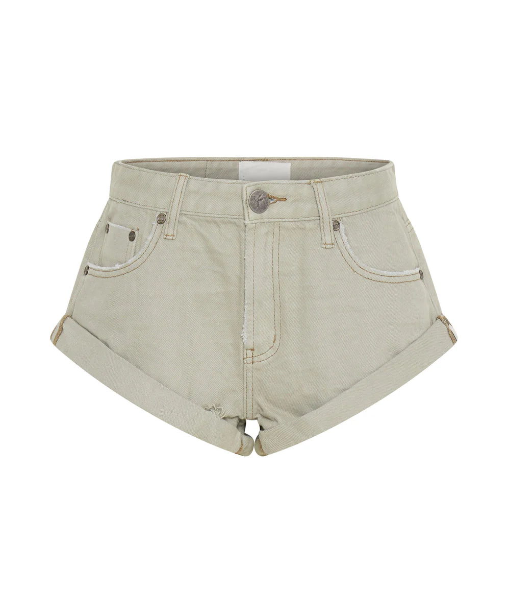 Bandits Low Waist Denim Shorts - Archived Faded Khaki - Image 8
