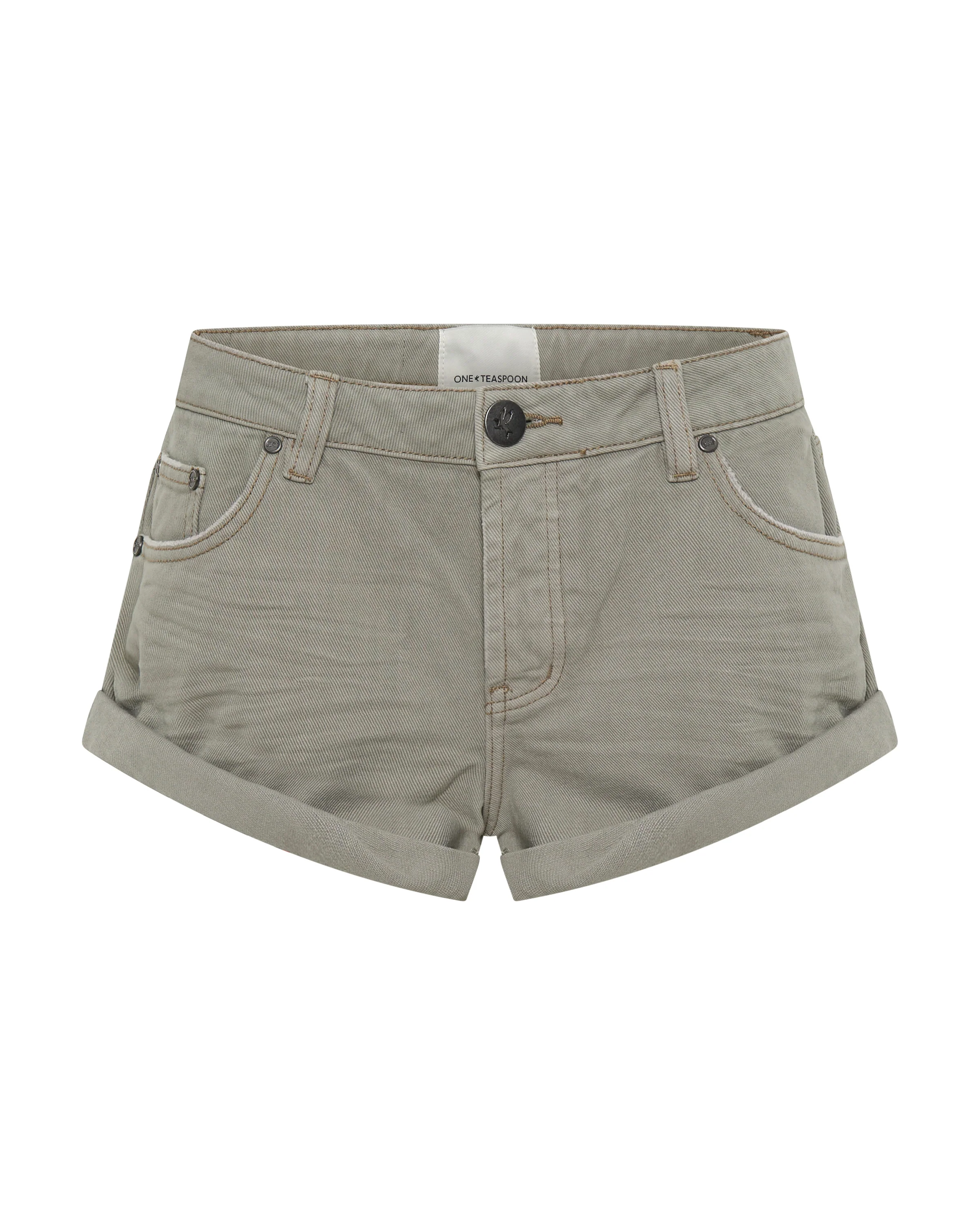 Bandits Low Waist Denim Shorts - Faded Khaki - Image 8
