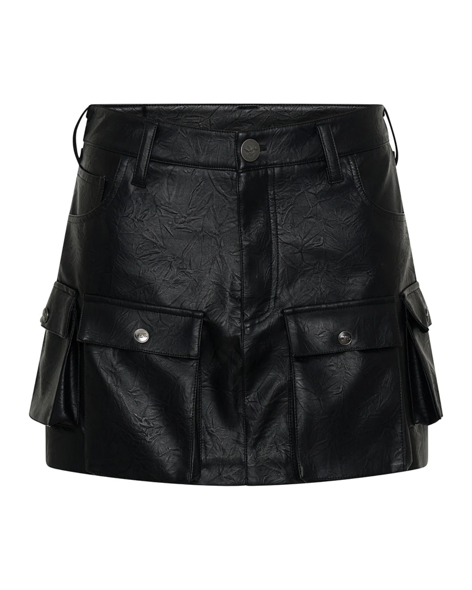 Leather Sloane Cargo Mini Skirt - Black - Image 12