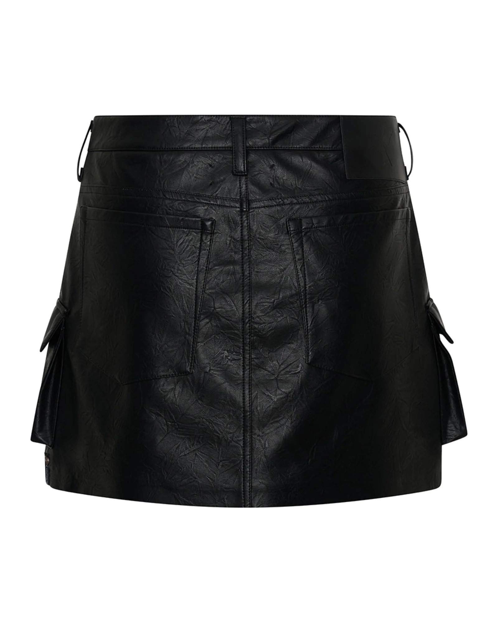 Leather Sloane Cargo Mini Skirt - Black - Image 13