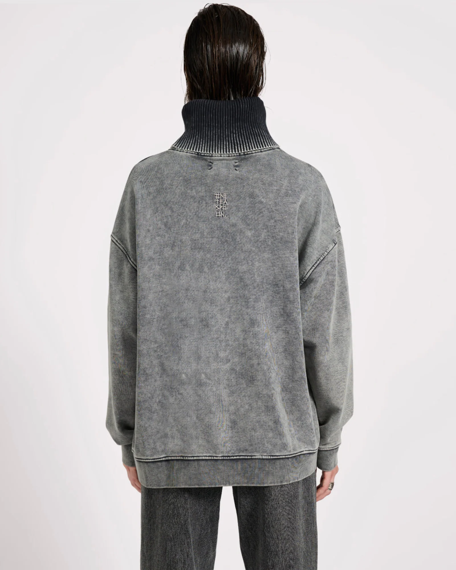 Fleece Roll Neck Sweater - Worn Black - Image 5