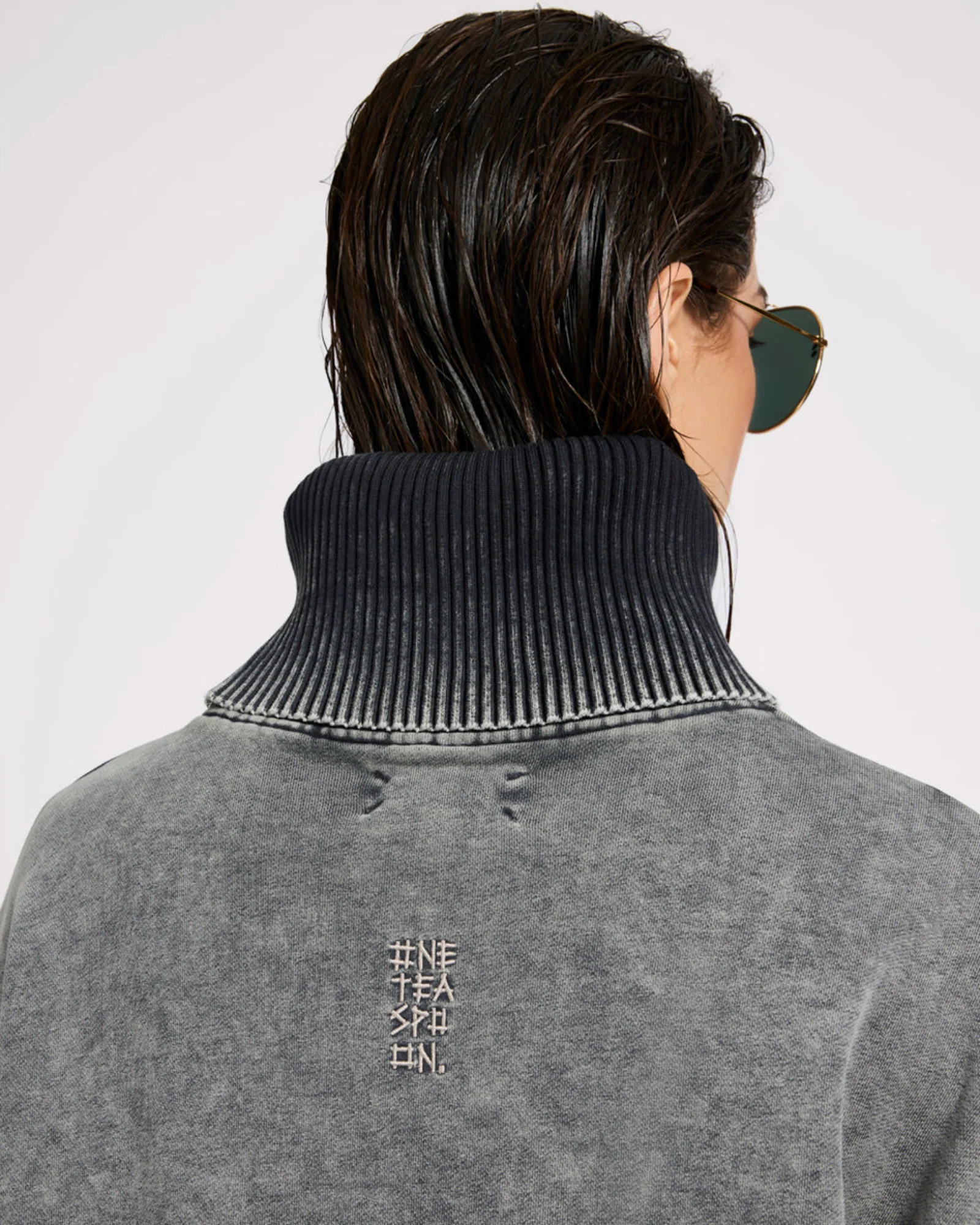 Fleece Roll Neck Sweater - Worn Black - Image 7