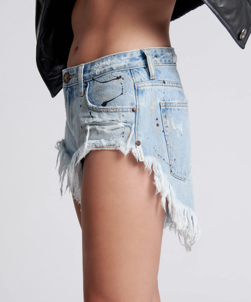 Rollers Low Waist Denim Shorts - Fleetwood Blue Painted Artiste - Image 3
