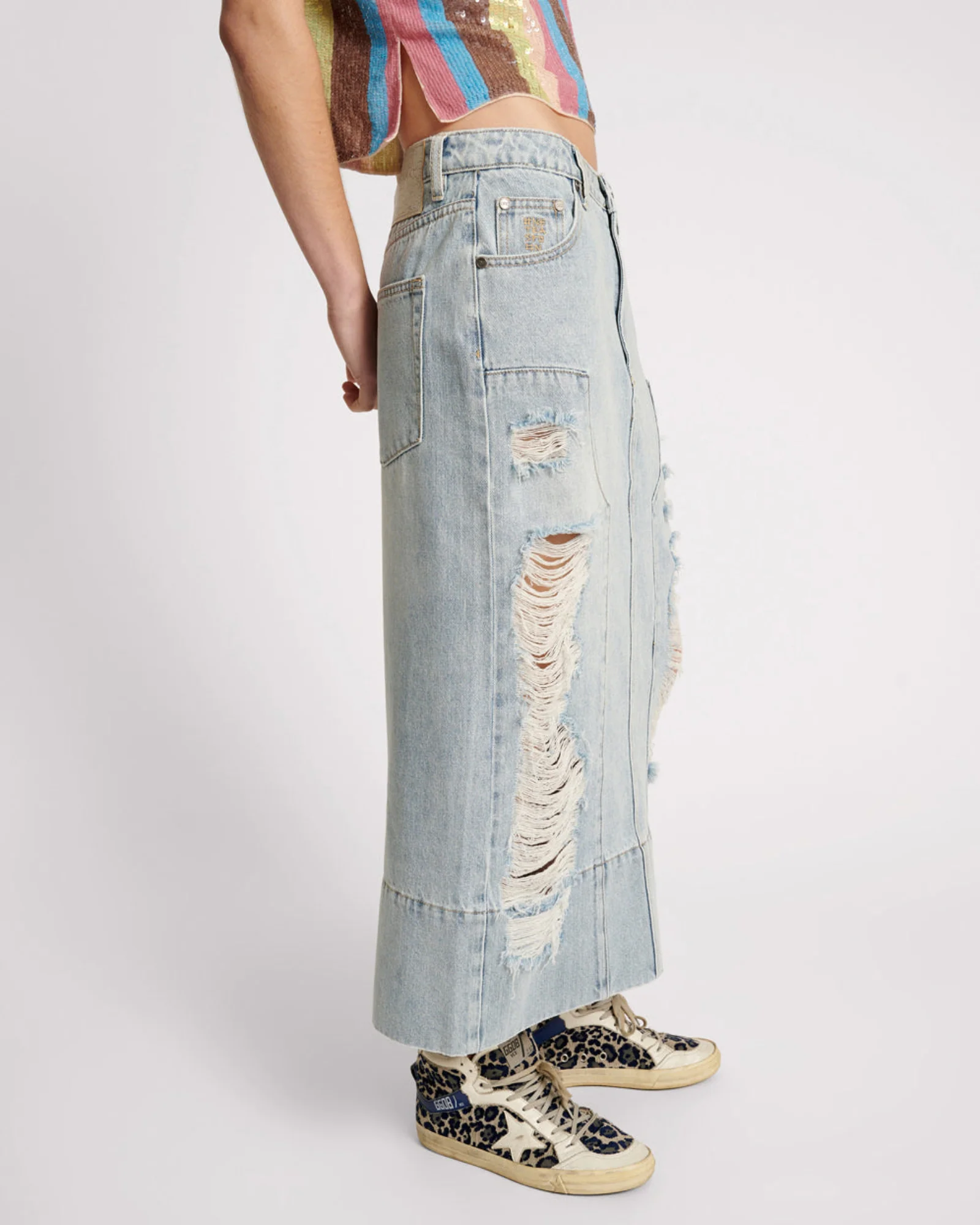 Cassidy Mid Waist Long Denim Column Denim Skirt - Fleetwood - Image 3