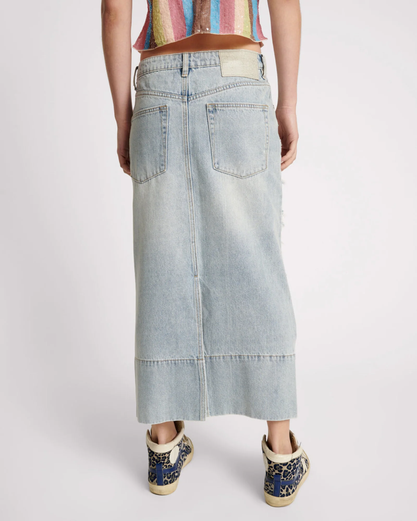 Cassidy Mid Waist Long Denim Column Denim Skirt - Fleetwood - Image 4