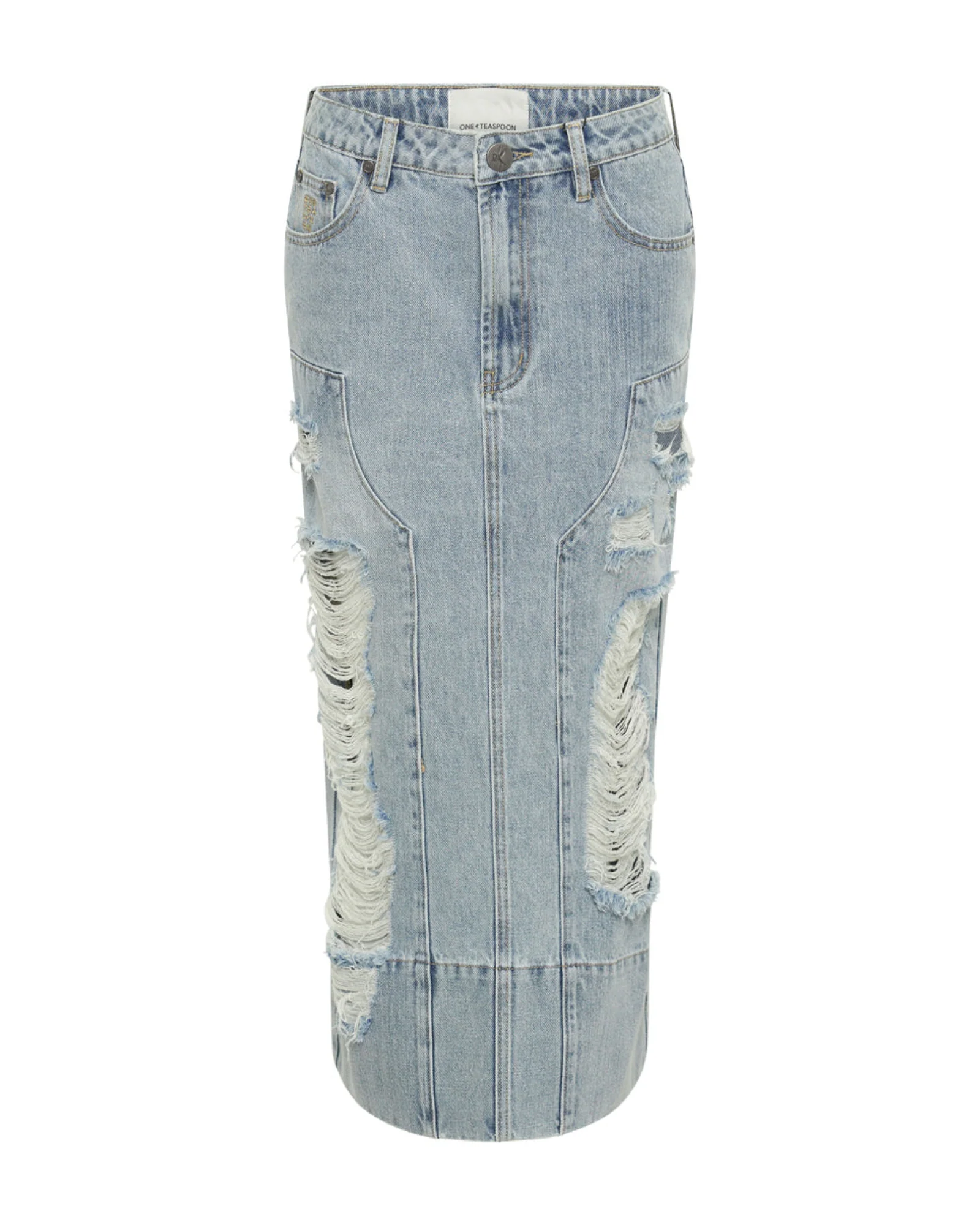 Cassidy Mid Waist Long Denim Column Denim Skirt - Fleetwood - Image 6