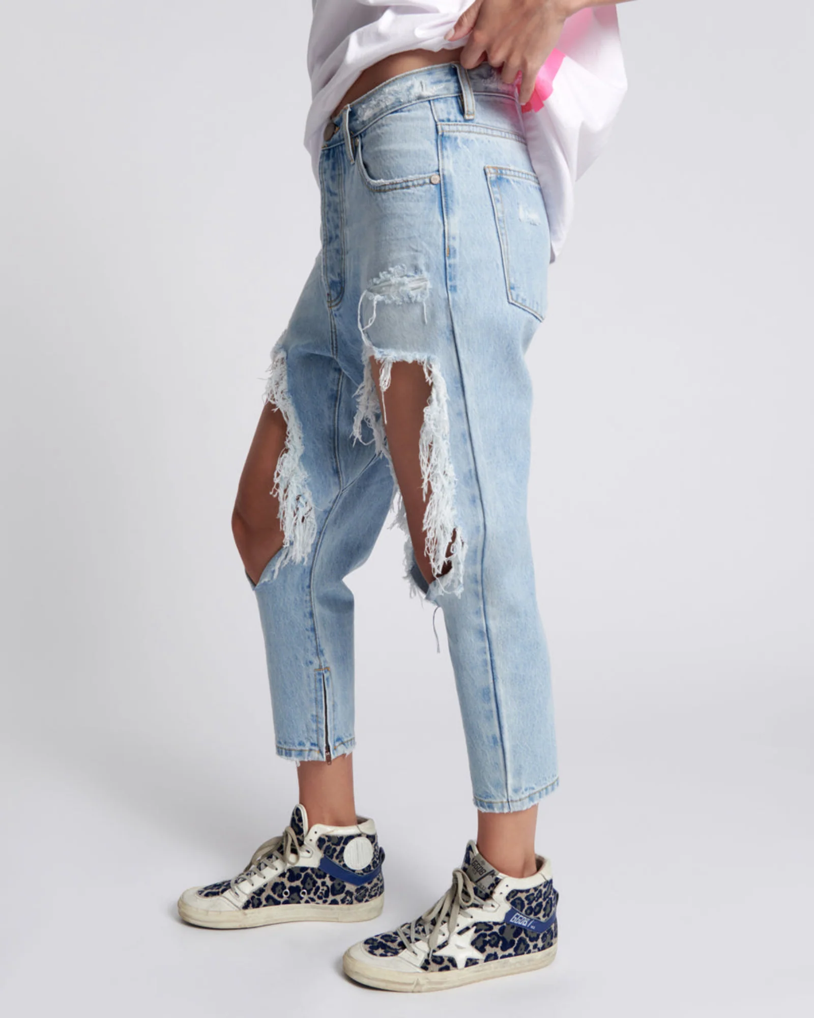 Kingpins Low Waist Cropped Boyfriend Denim Jeans - Fleetwood - Image 3