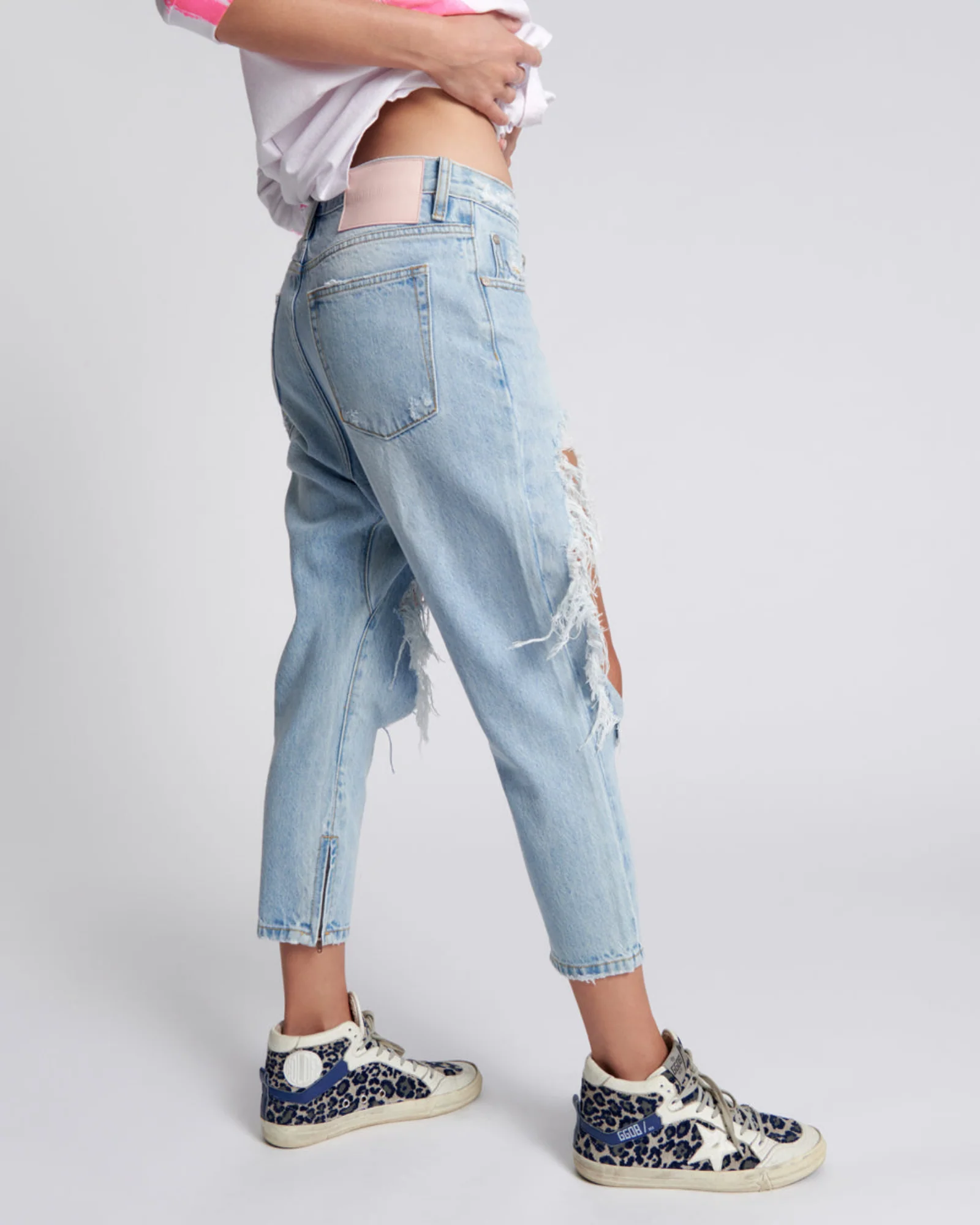 Kingpins Low Waist Cropped Boyfriend Denim Jeans - Fleetwood - Image 4