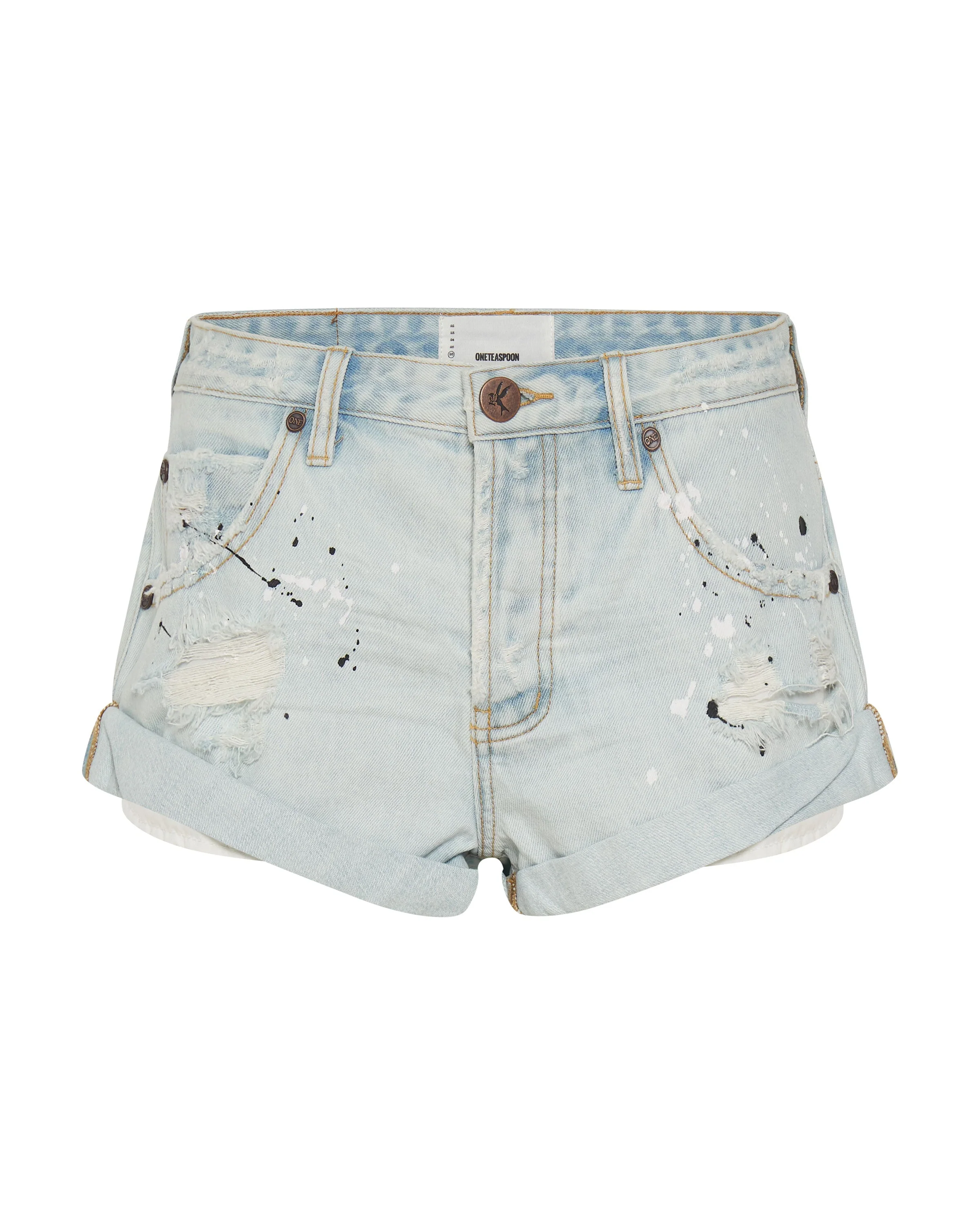 Bandits Low Waist Denim Shorts - Archived Florence Painted Blue - Image 6