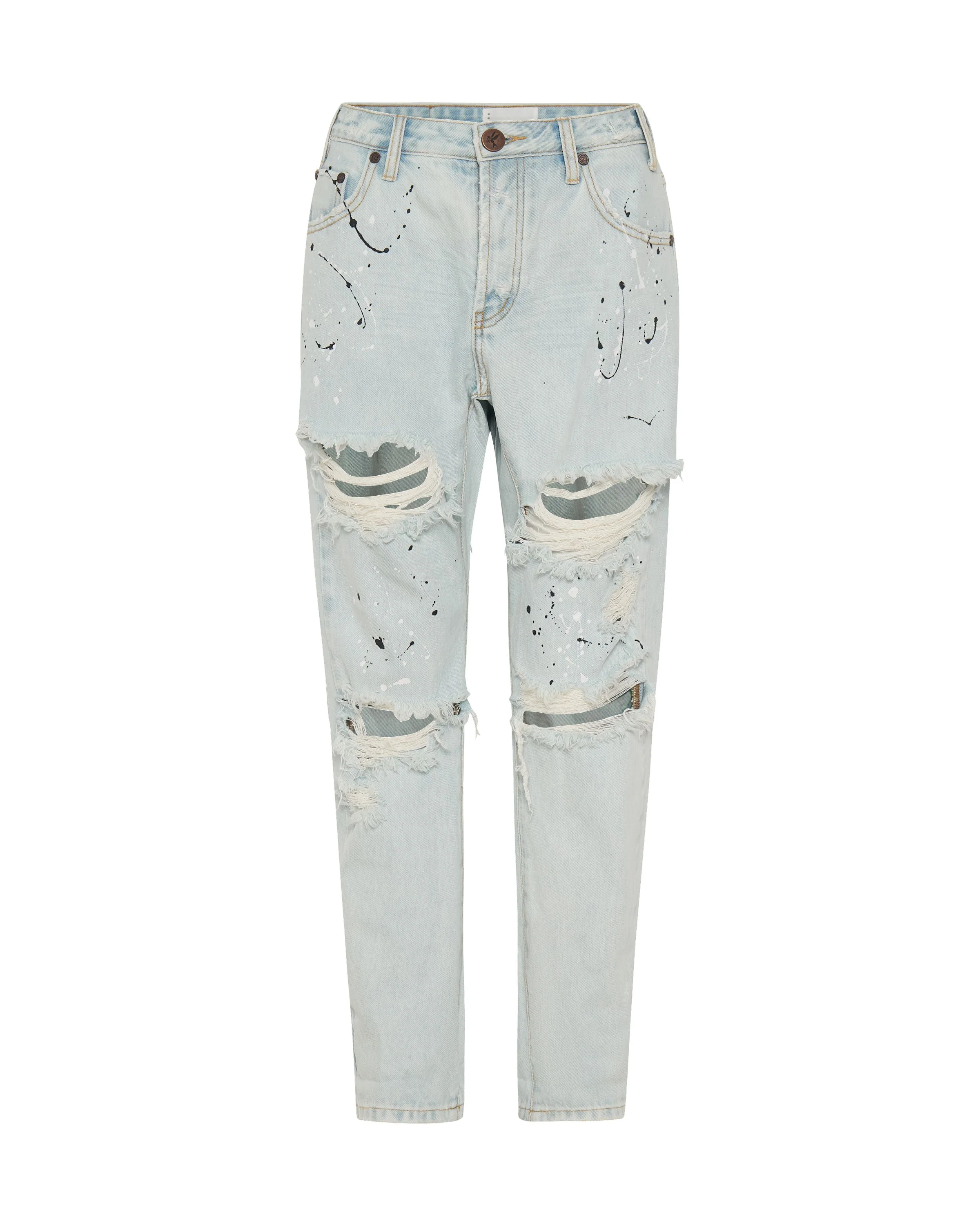 Saints Low Waist Boyfriend Denim Jeans - Florence Painted - Image 6
