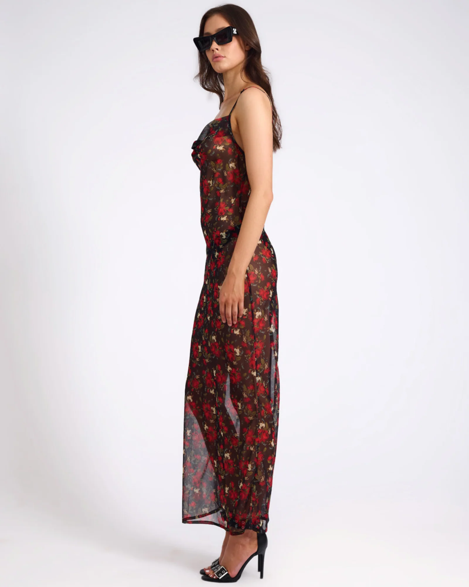 Flower Jagger Slip Maxi Dress - Red - Image 5