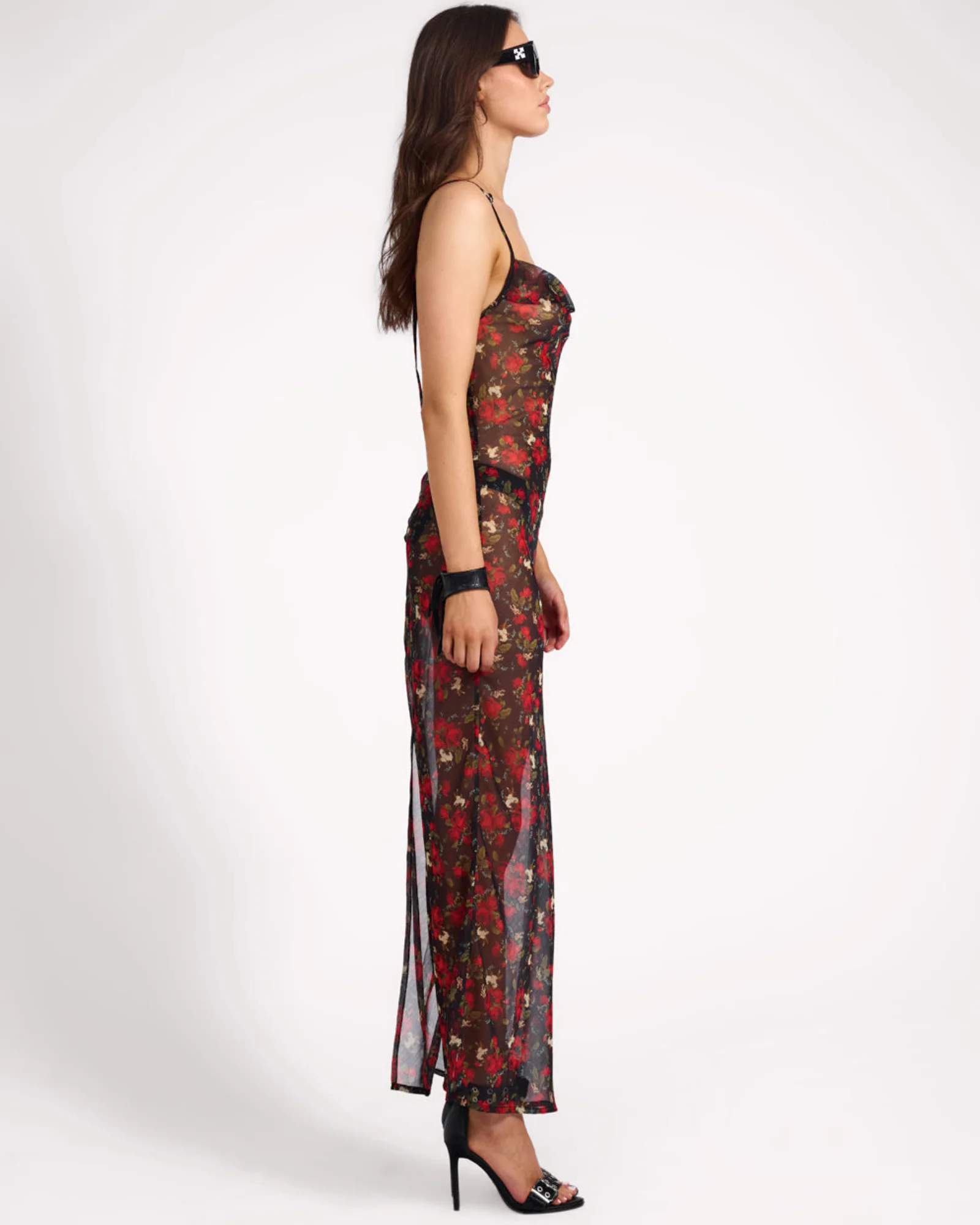 Flower Jagger Slip Maxi Dress - Red - Image 7