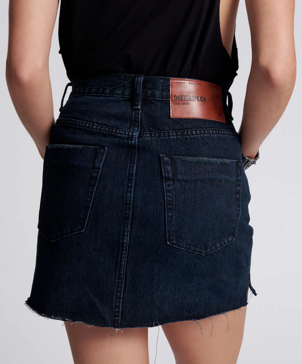 2020 High Waist Mini Denim Skirt - Fox Black - Image 4