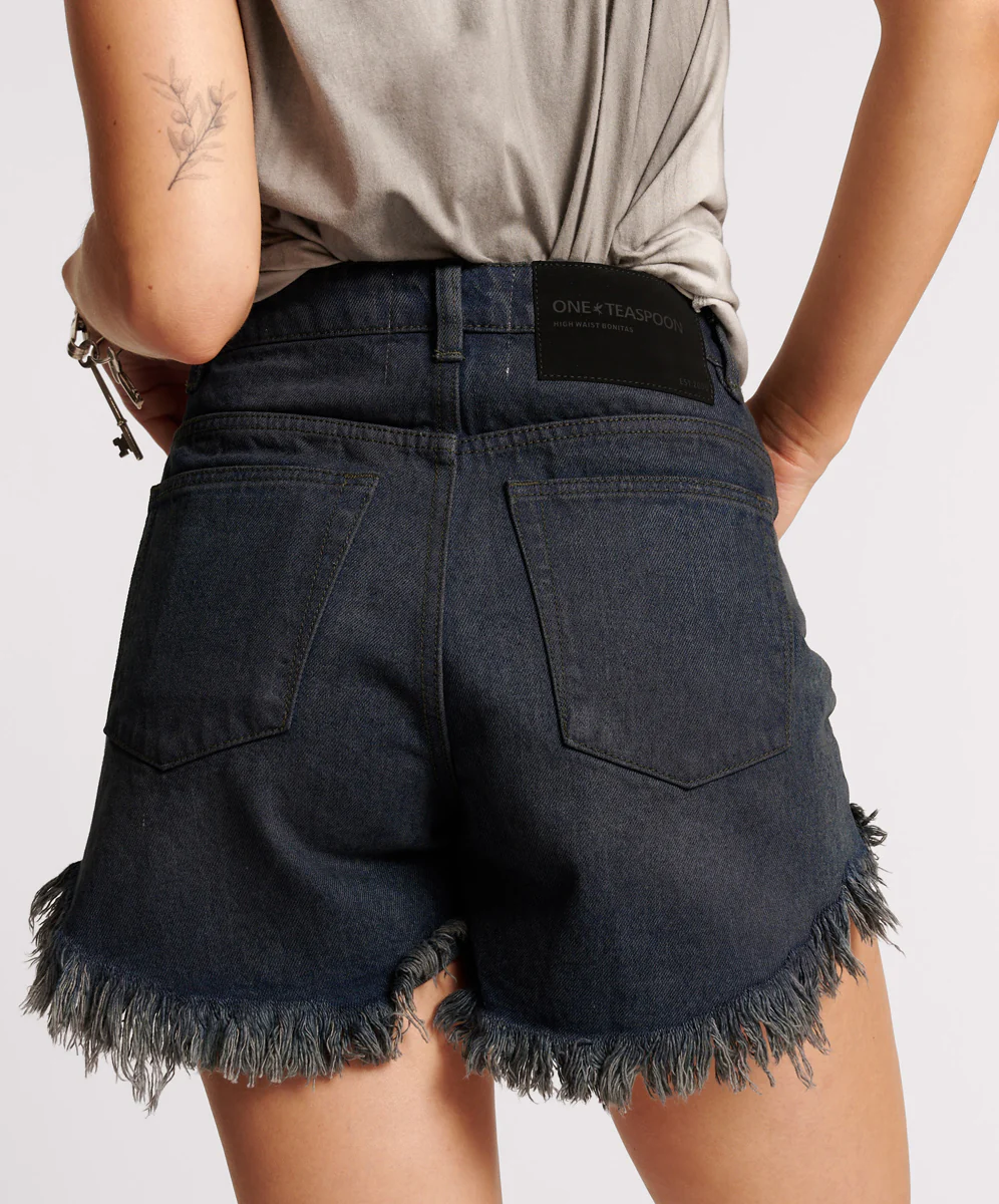 FOX BLACK BONITAS HIGH WAIST DENIM SHORTS - Image 4