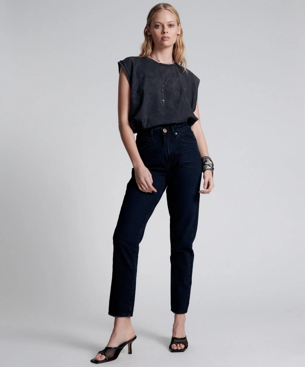 Legends High Waist Straight Leg Denim Jeans - Fox Black