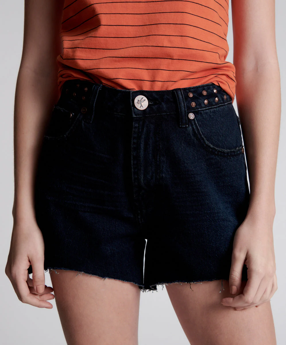 Legends High Waist Mom Fit Denim Shorts - Fox Black - Image 2