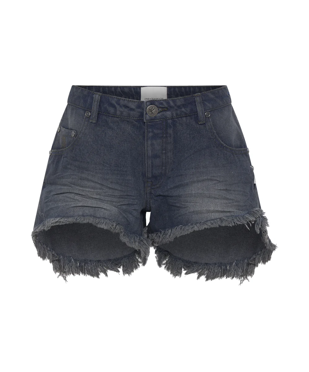 Marlons Low Waist Boyfriend Denim Shorts - Fox Black - Image 8