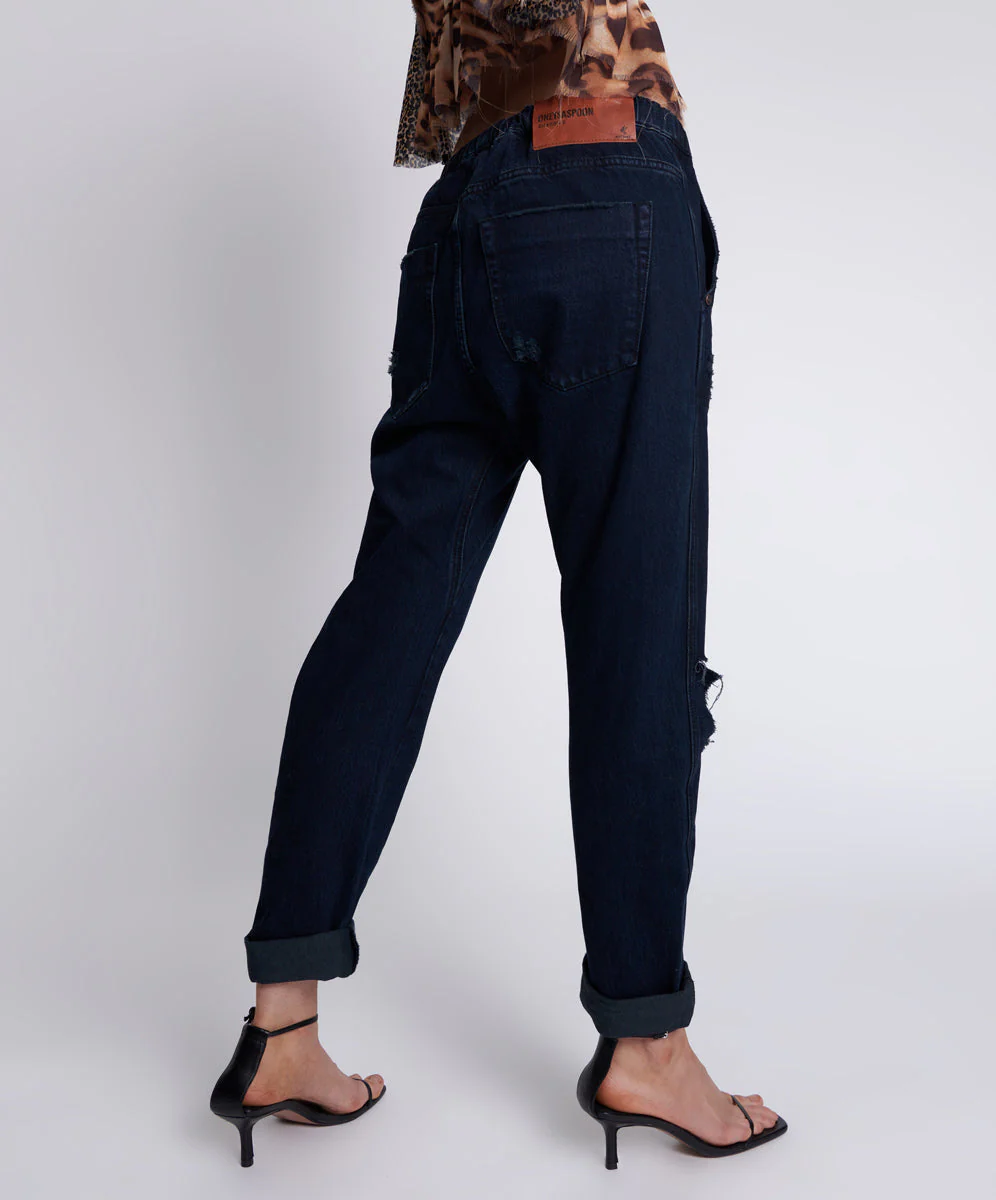 FOX BLACK SHABBIES DRAWSTRING BOYFRIEND JEANS - Image 3