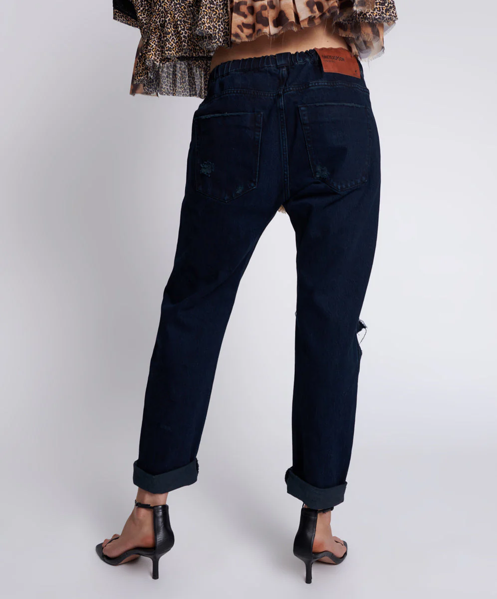 FOX BLACK SHABBIES DRAWSTRING BOYFRIEND JEANS - Image 4