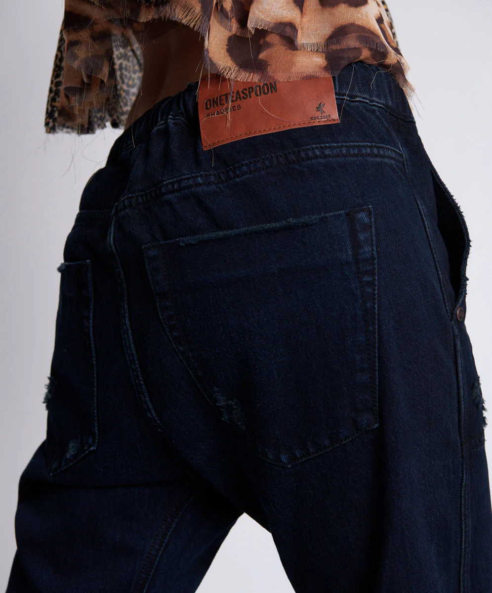 FOX BLACK SHABBIES DRAWSTRING BOYFRIEND JEANS - Image 5